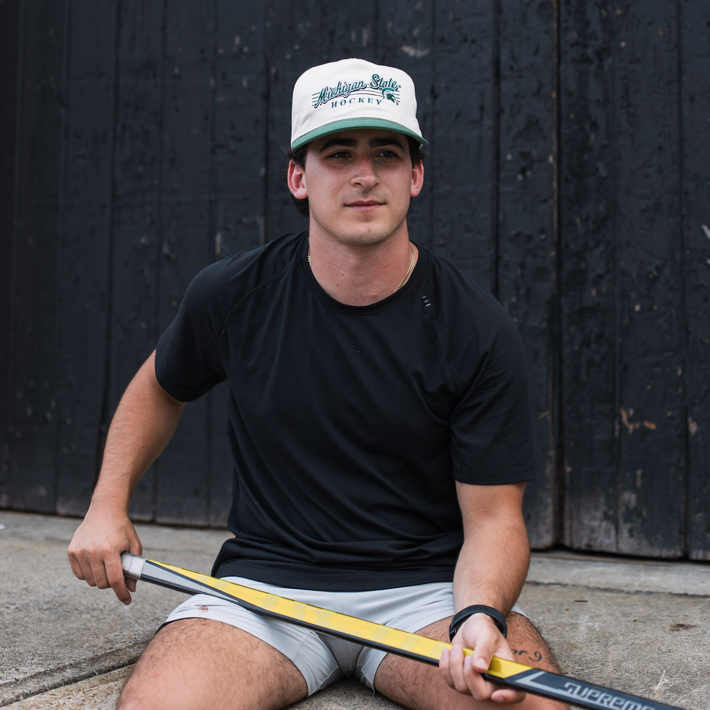 Michigan State Hockey Snapback: Cream