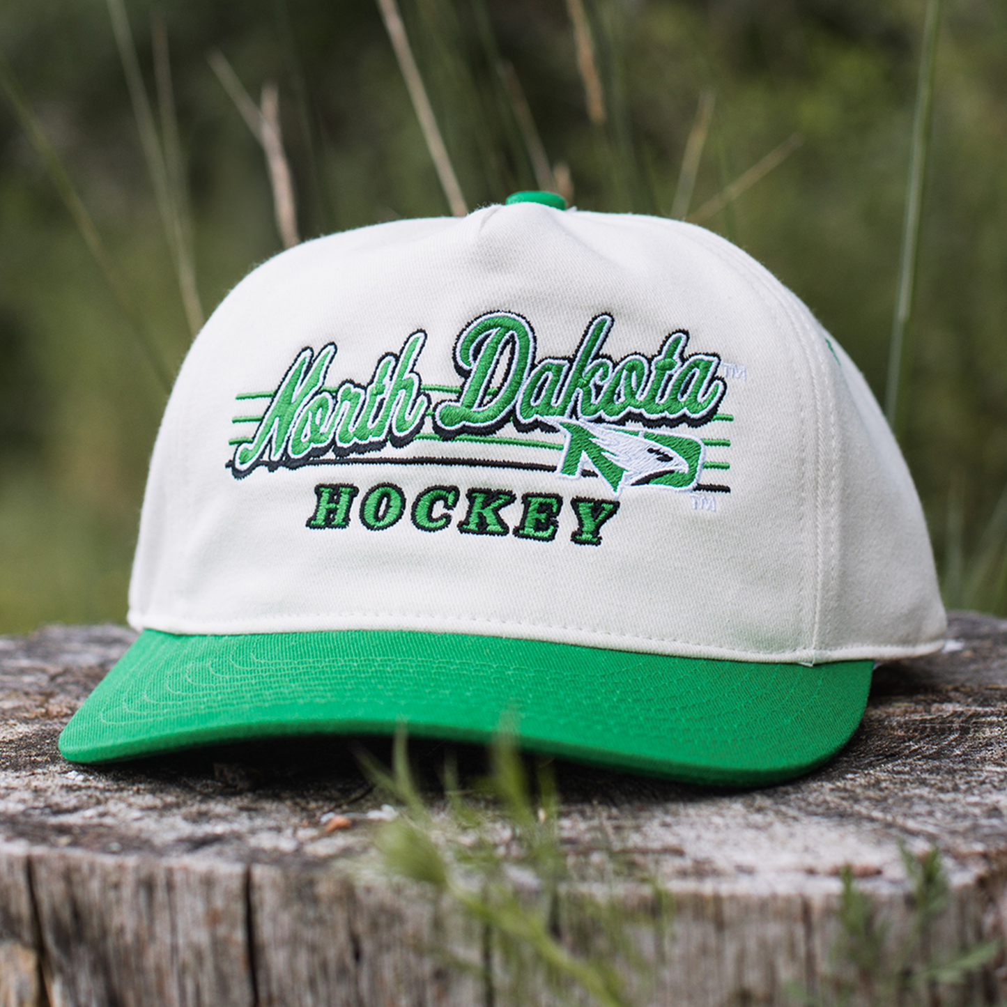 North Dakota Hockey Snapback: Cream