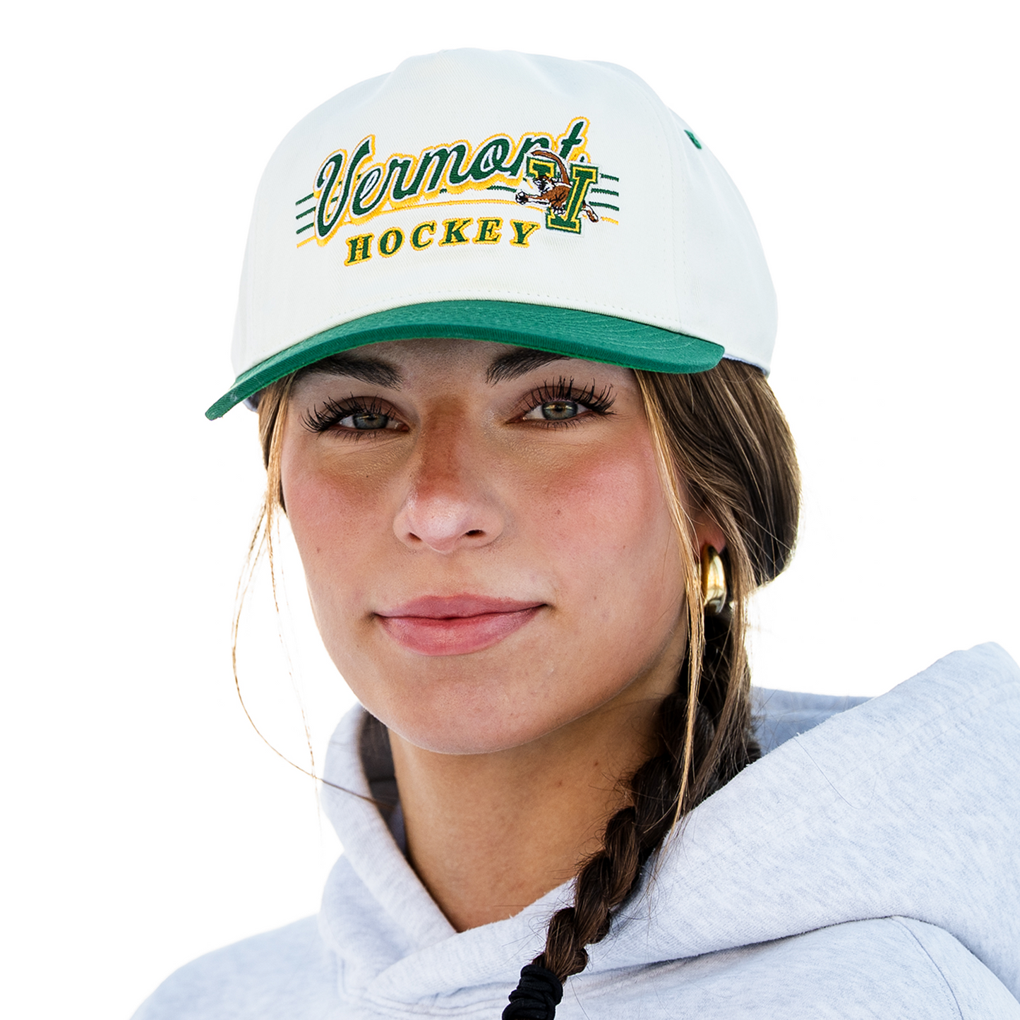 Vermont Hockey Snapback: Cream