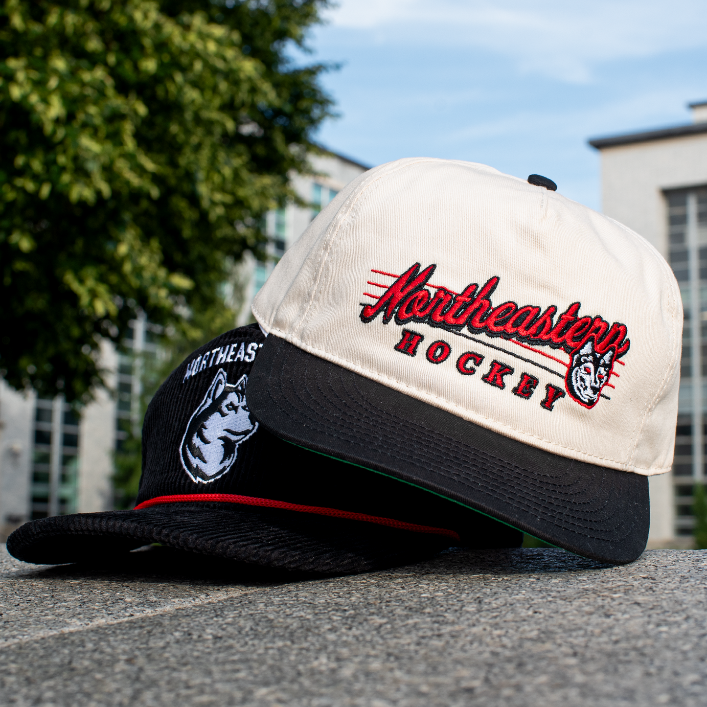 Northeastern Hockey Snapback: Cream