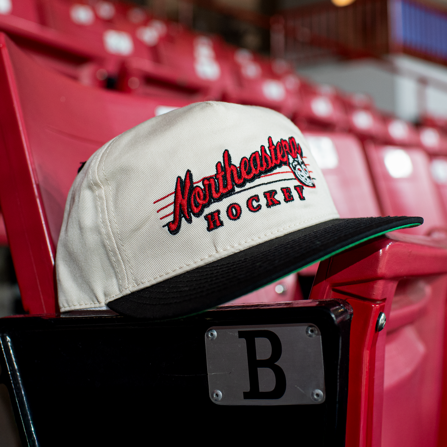 Northeastern Hockey Snapback: Cream