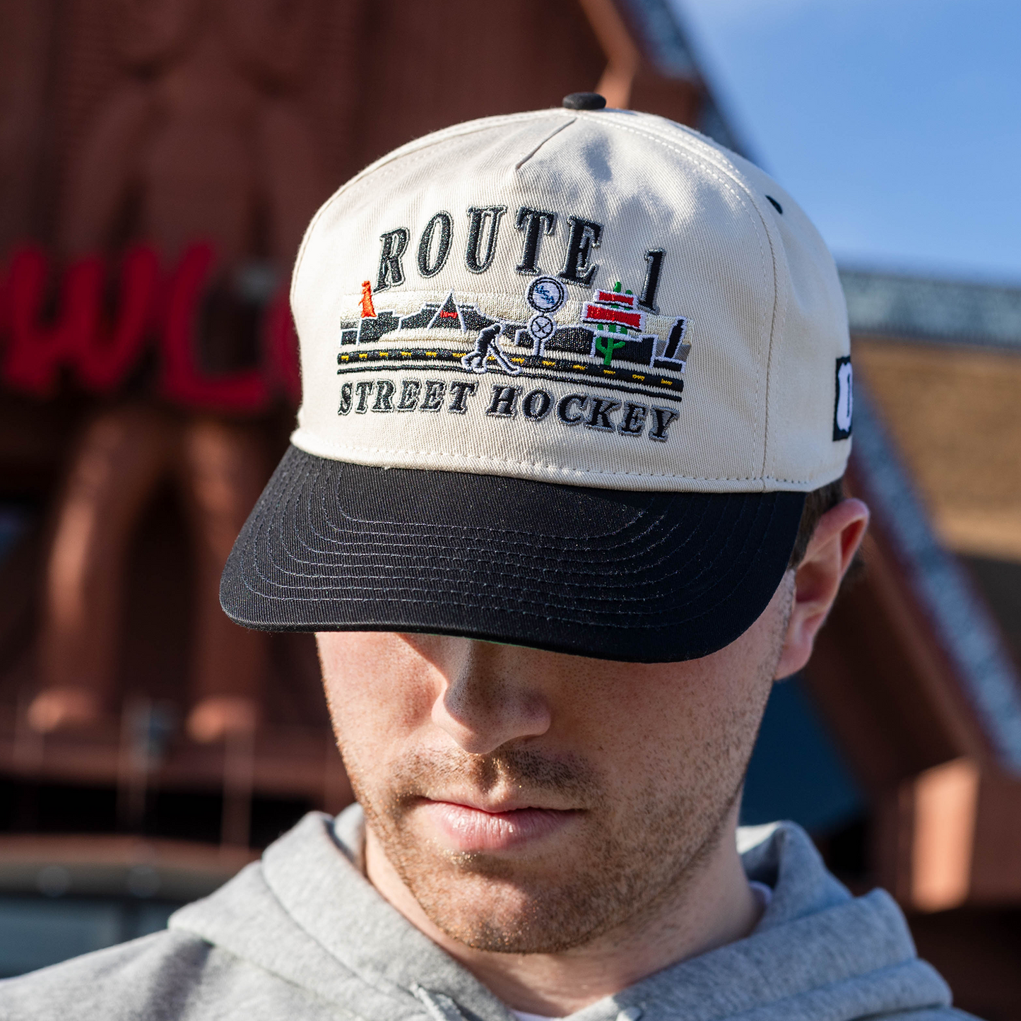 Route 1 Street Hockey Snapback: Cream