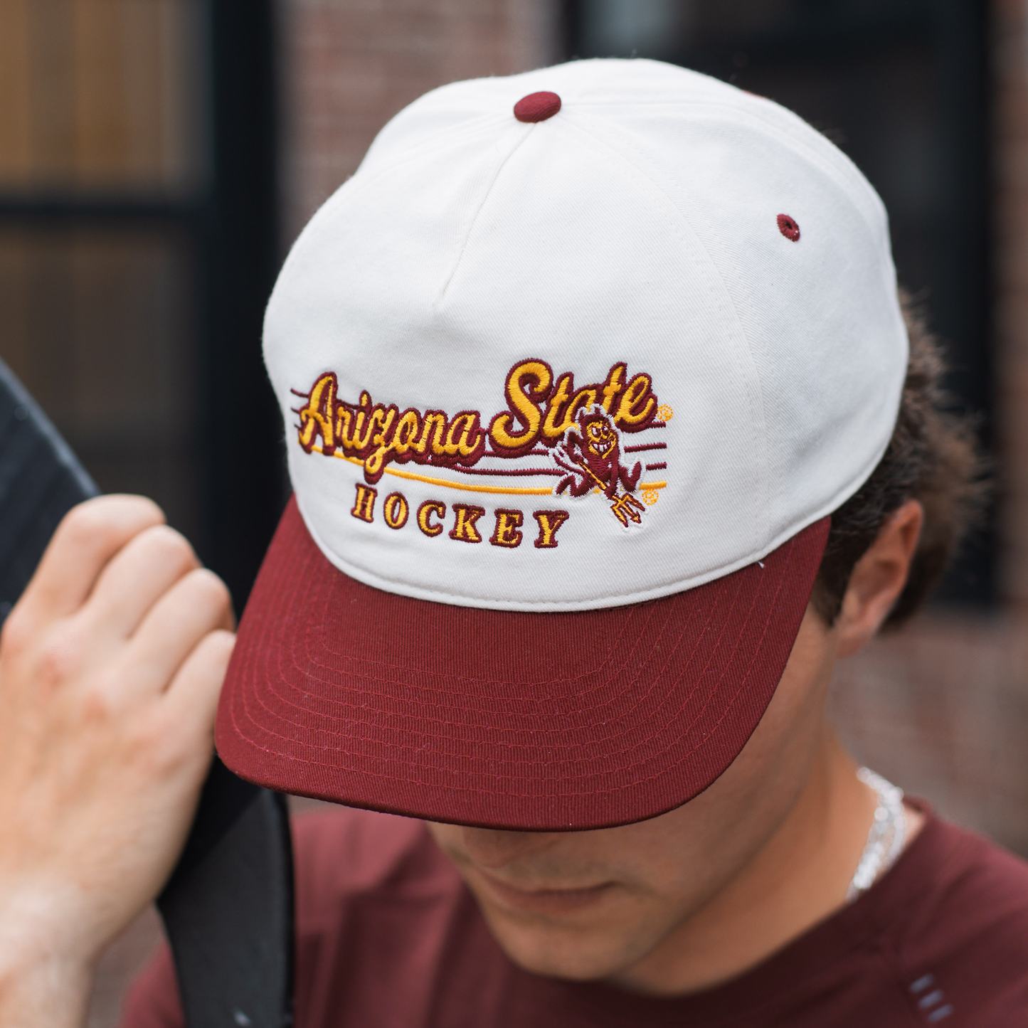 Arizona State Hockey Snapback: Cream