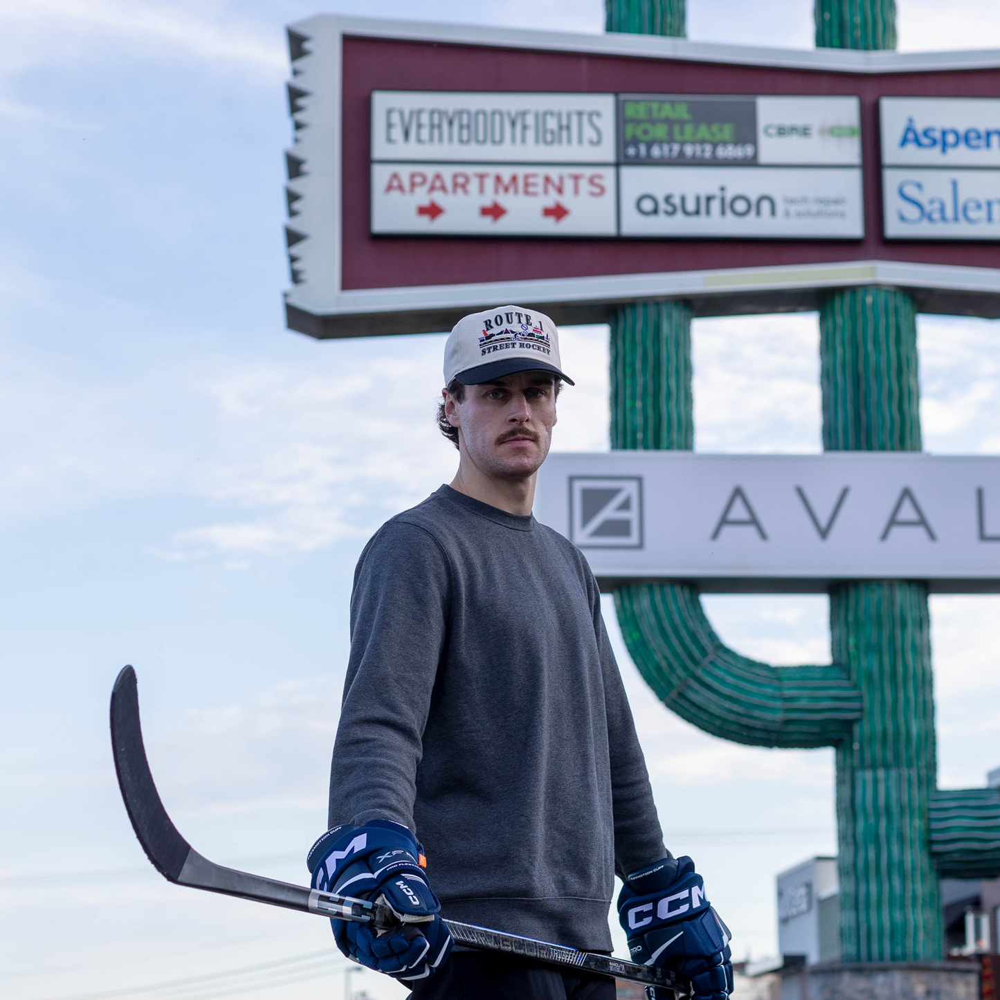 Route 1 Street Hockey Snapback: Cream
