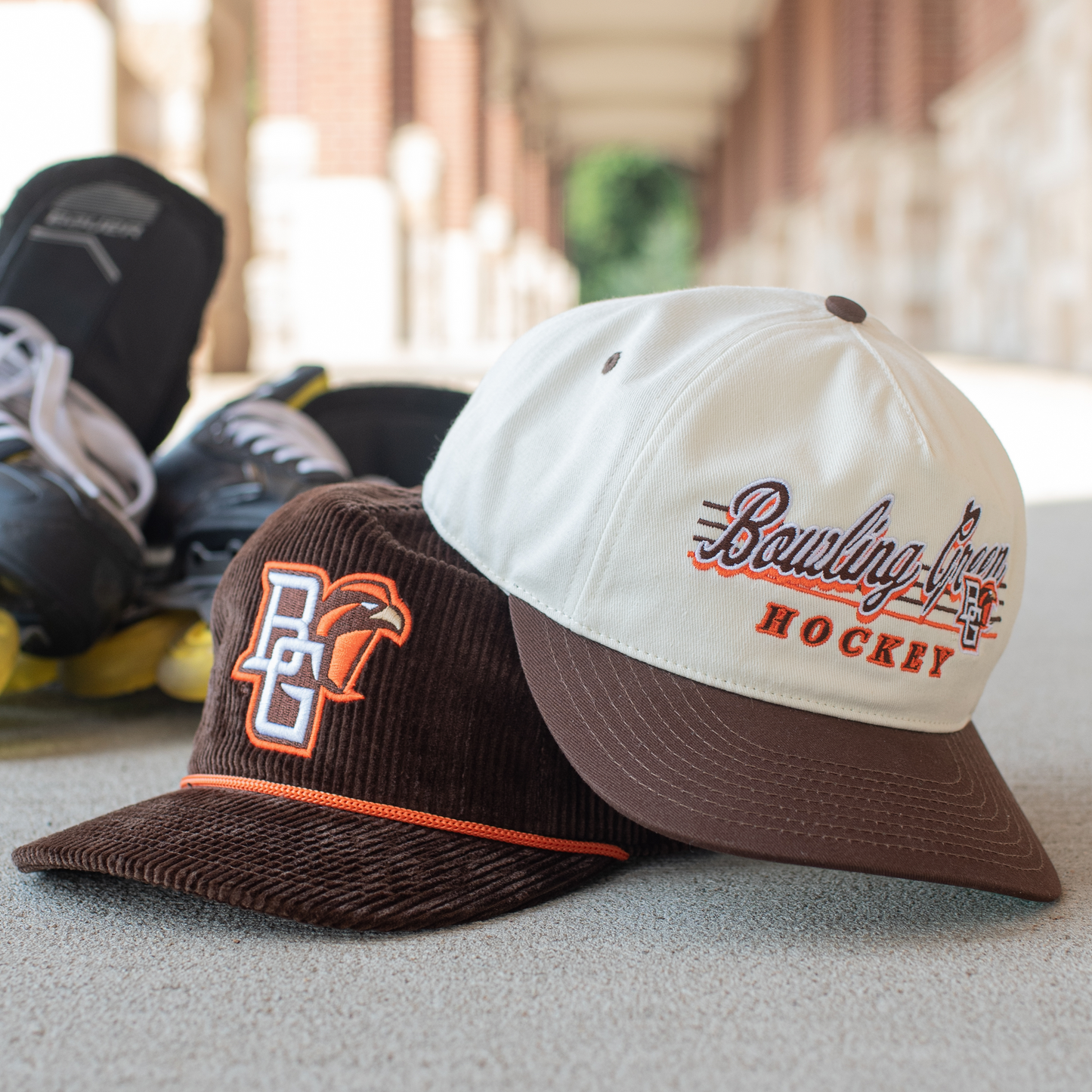 Bowling Green Hockey Snapback: Cream