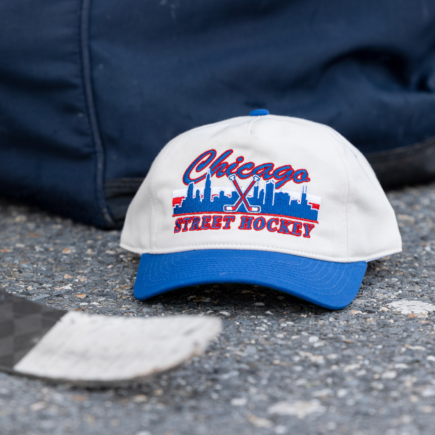 Chicago Street Hockey Snapback: Cream/Blue