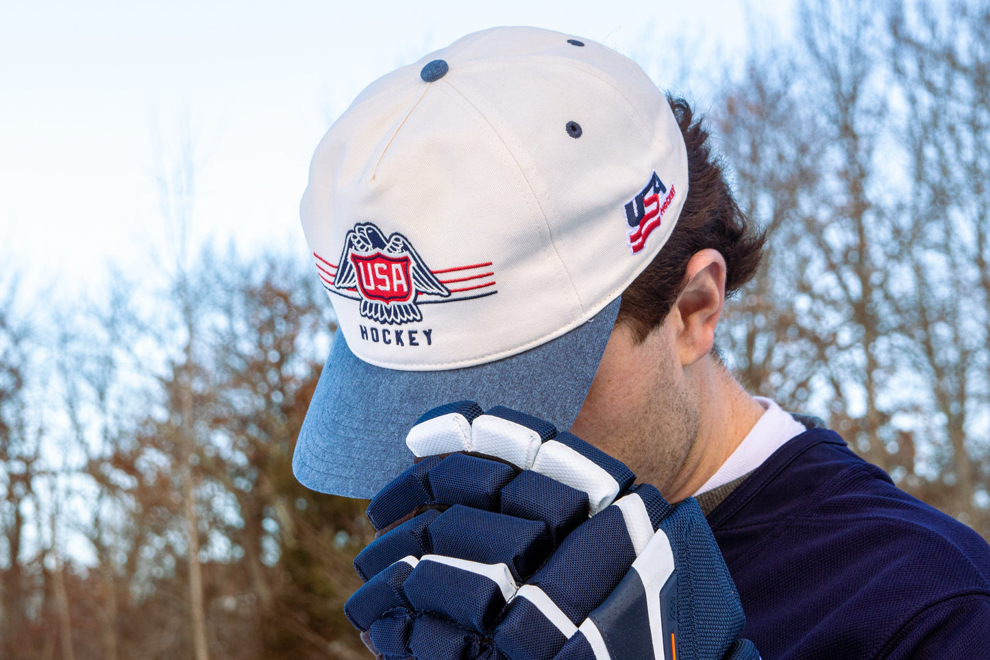 USA Hockey Vintage Logo Snapback: Cream