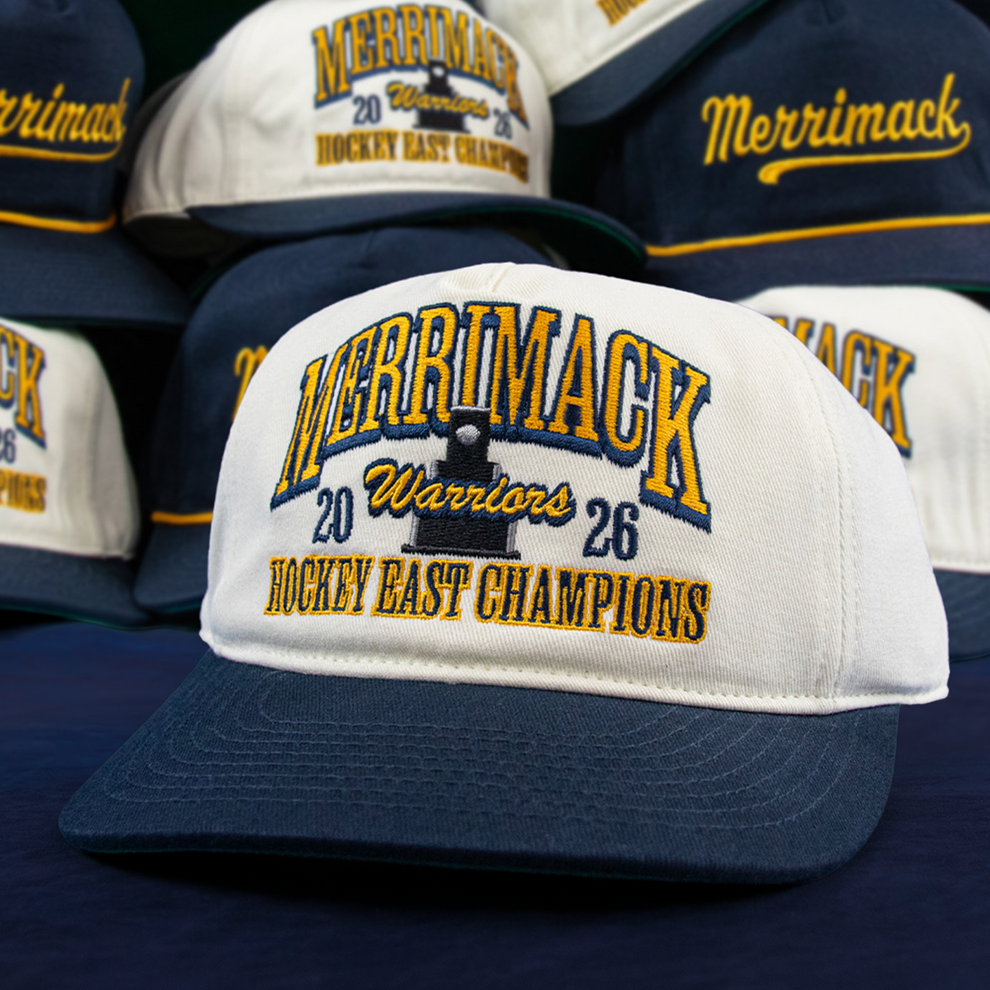 Merrimack 2026 Hockey East Champions Snapback: Cream