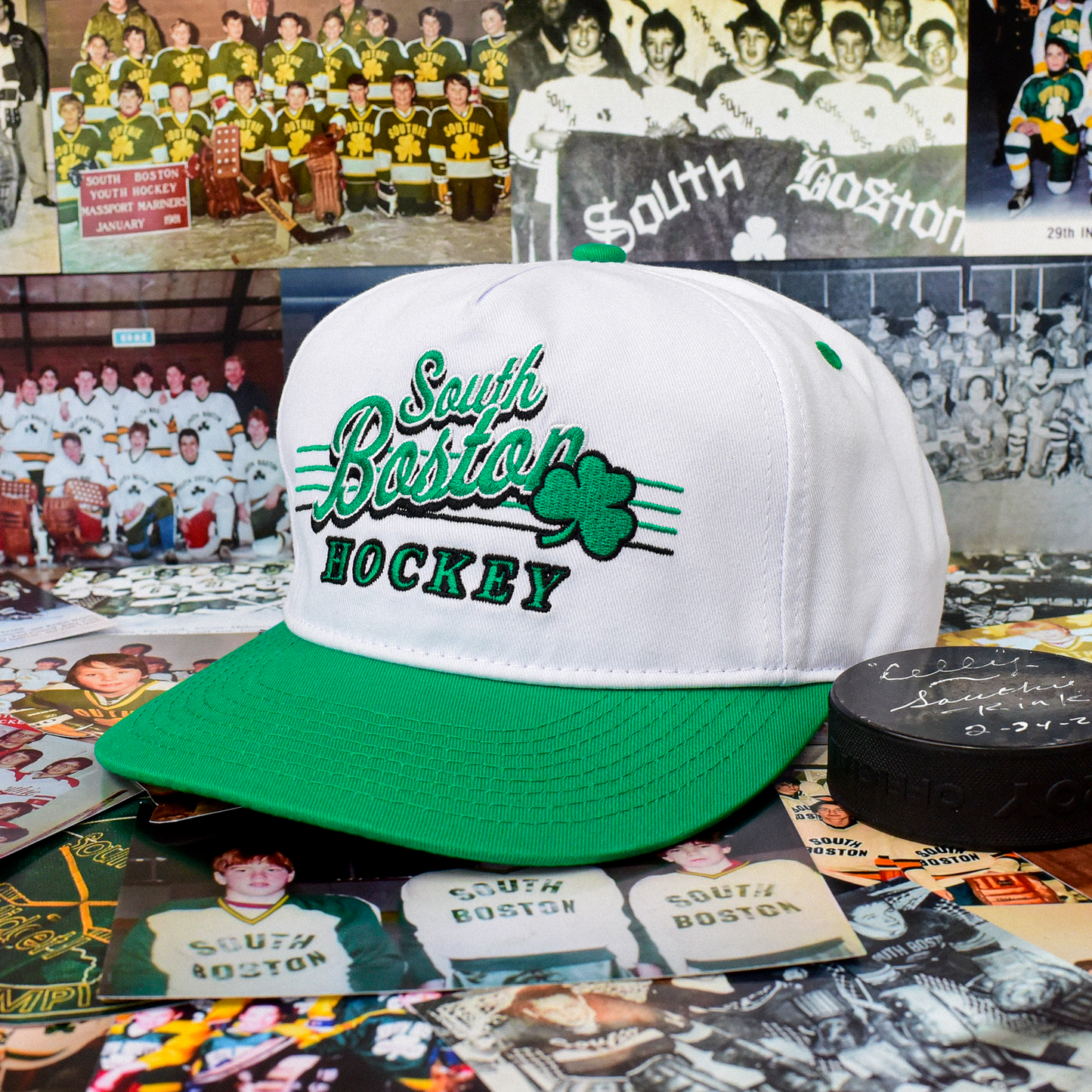 South Boston Hockey Snapback: White
