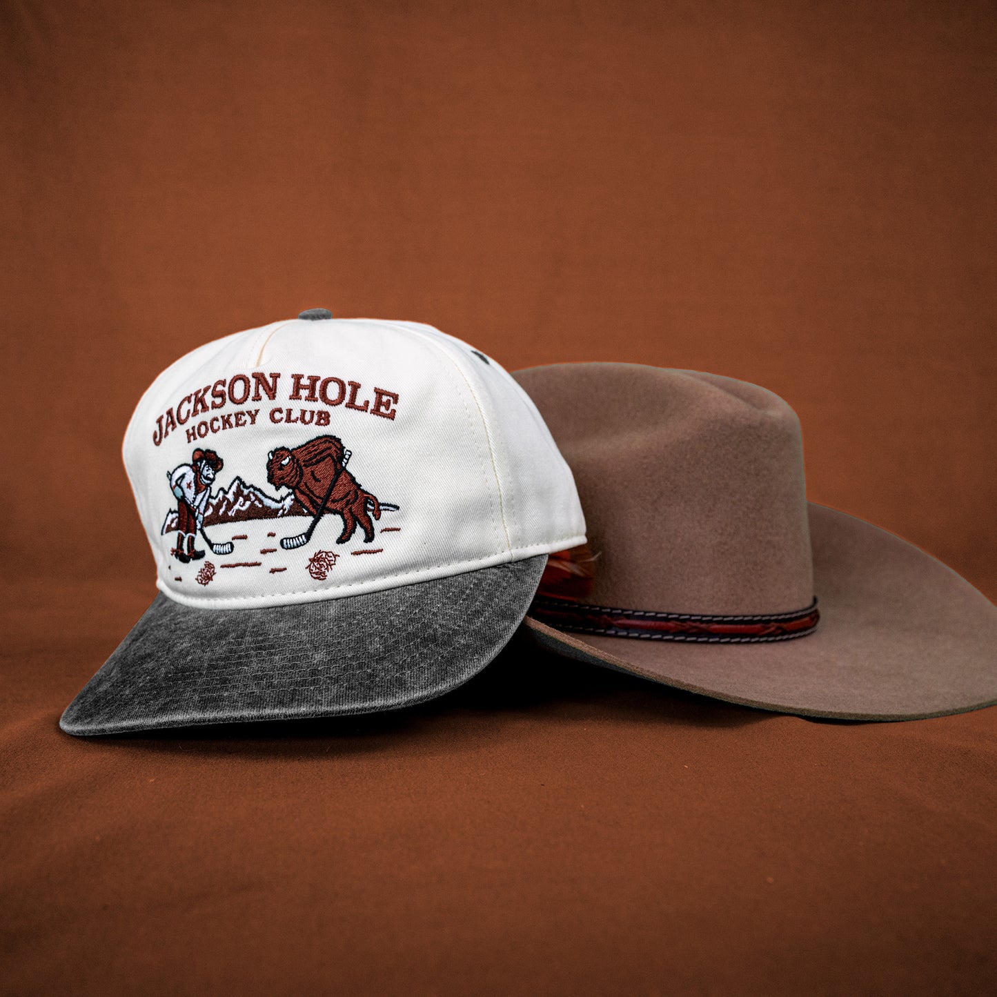 Jackson Hole Hockey Club Snapback: Cream