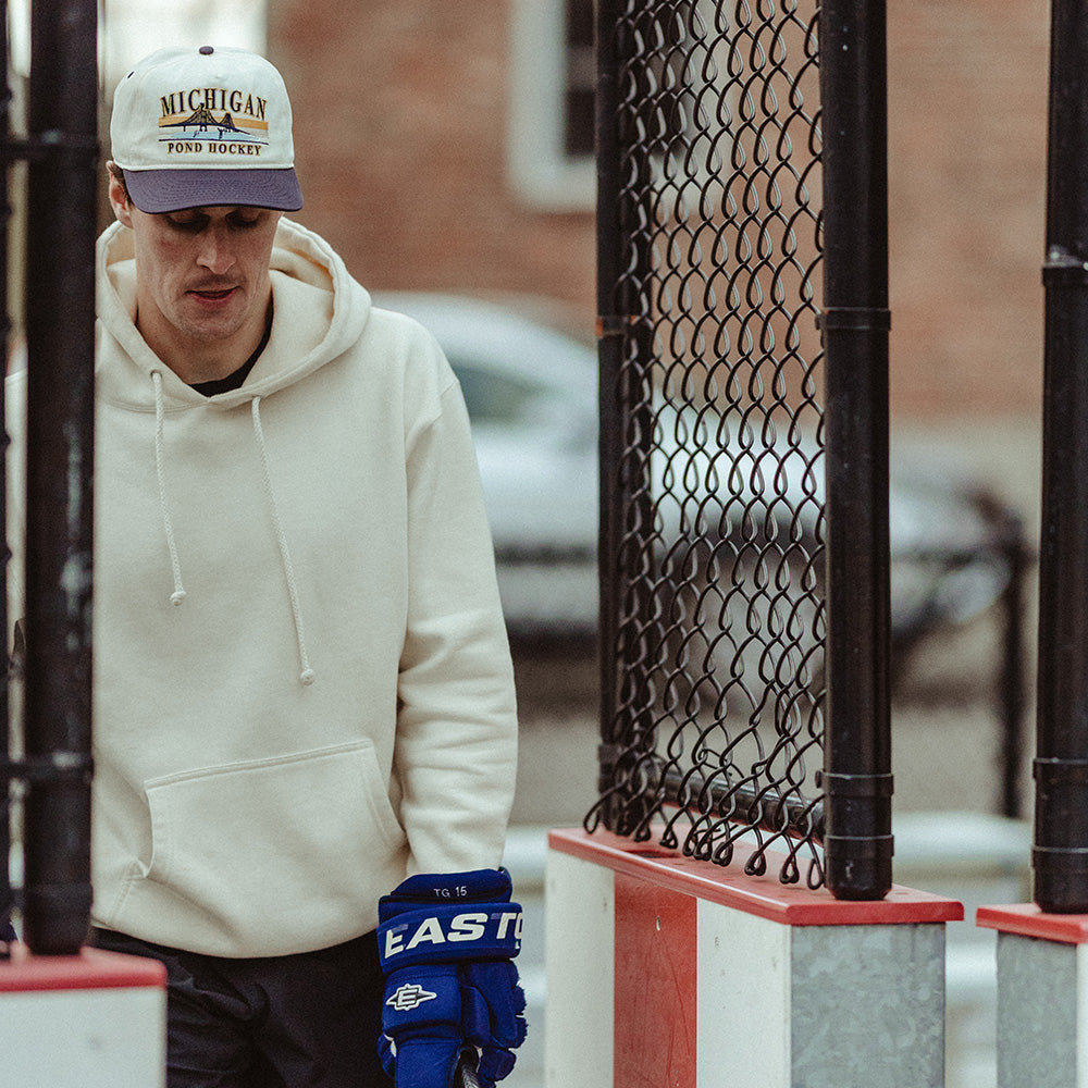 Michigan Pond Hockey Snapback: Cream