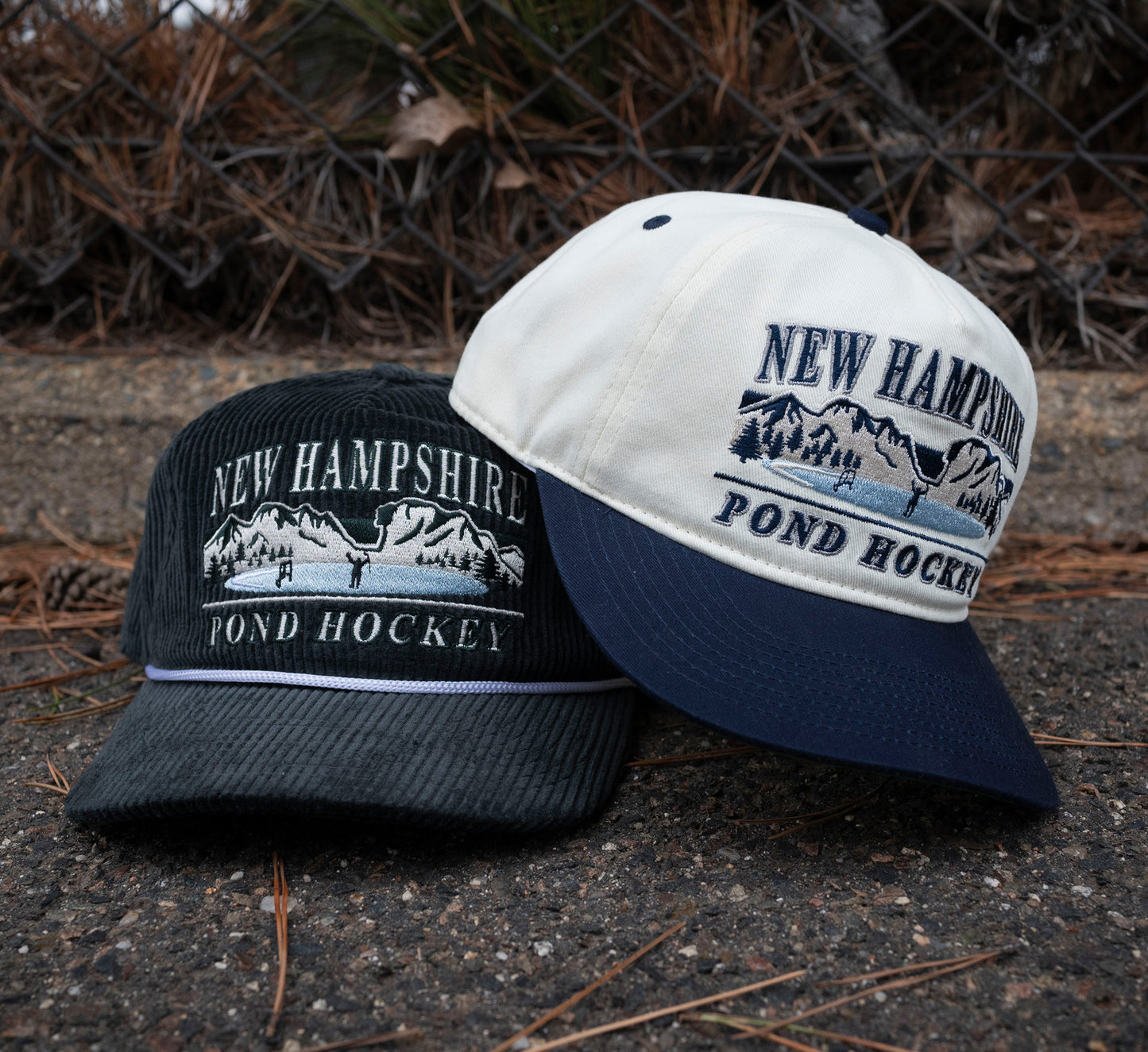 New Hampshire Pond Hockey Snapback: Charcoal Corduroy