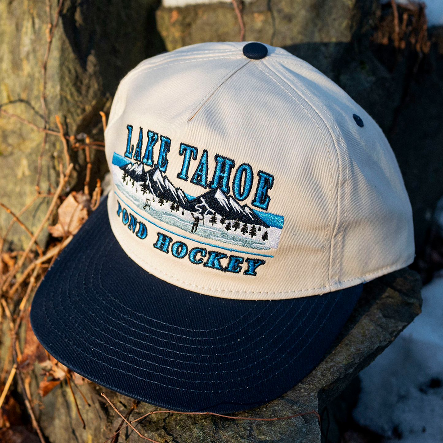 Lake Tahoe Pond Hockey Snapback: Cream