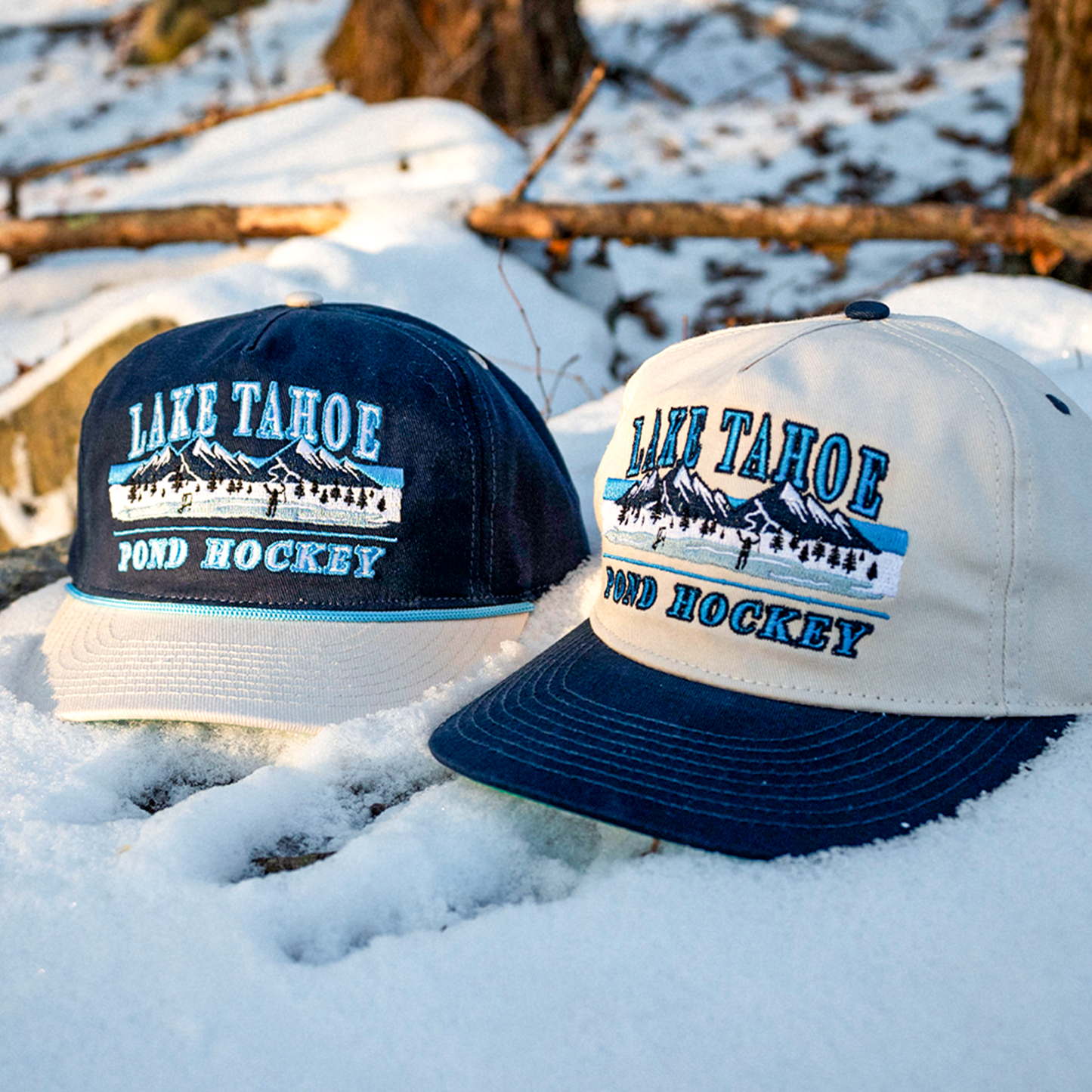 Lake Tahoe Pond Hockey Snapback: Cream