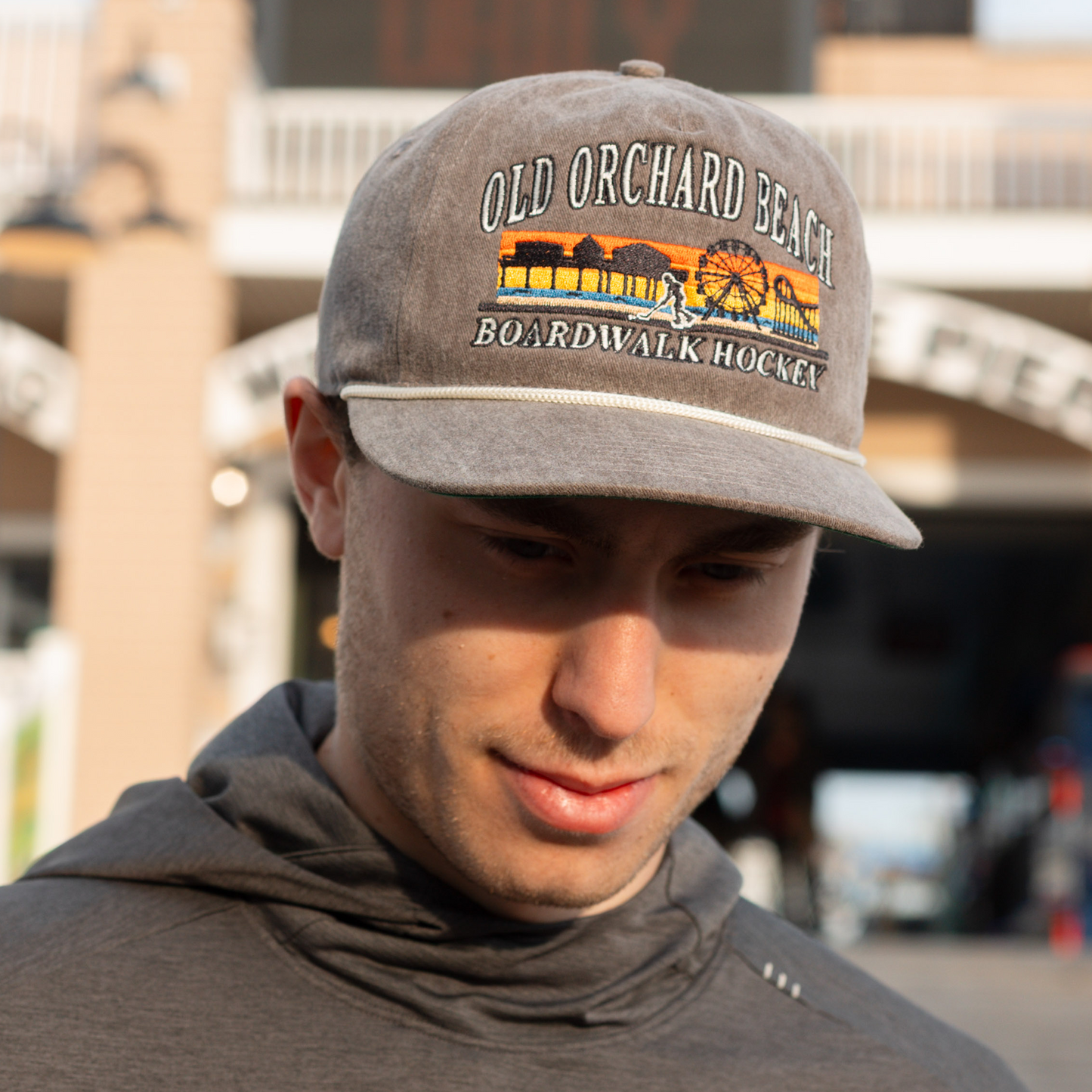 Old Orchard Beach Boardwalk Hockey Snapback: Washed Brown