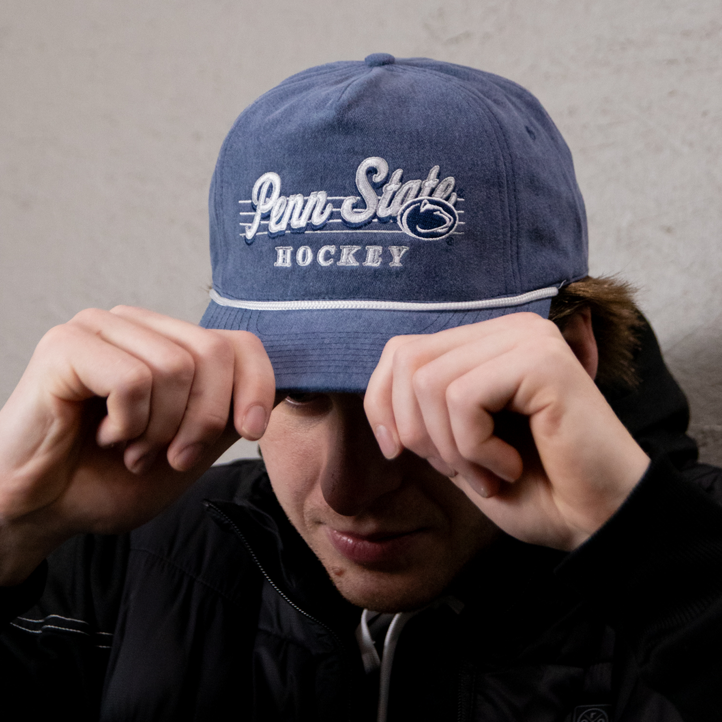 Penn State Hockey Snapback: Washed Navy