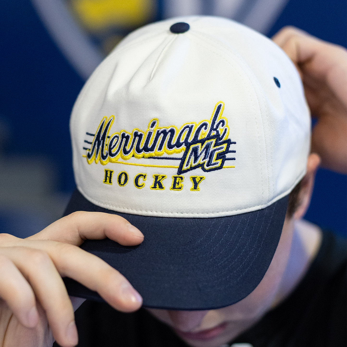Merrimack Hockey Snapback: Cream