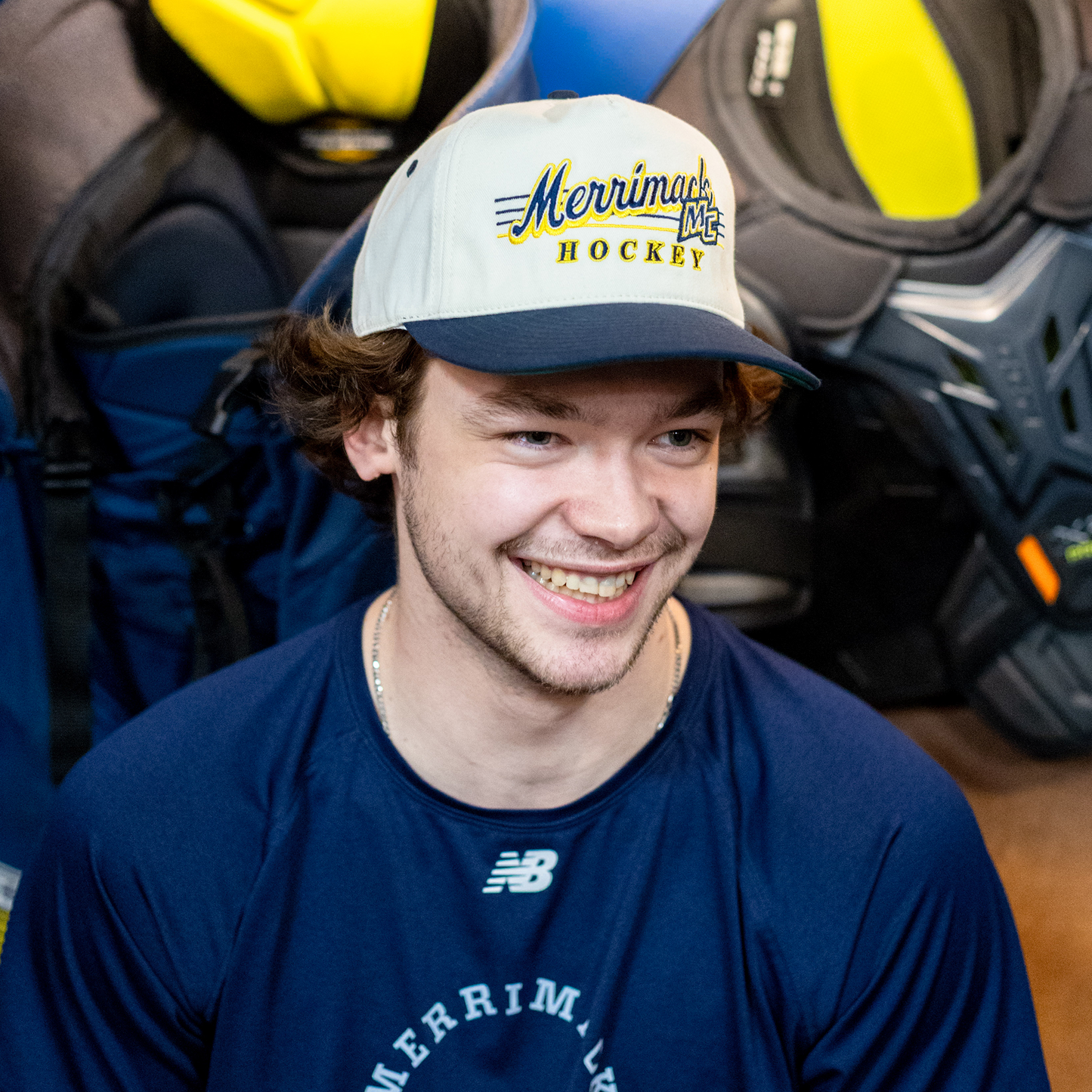 Merrimack Hockey Snapback: Cream