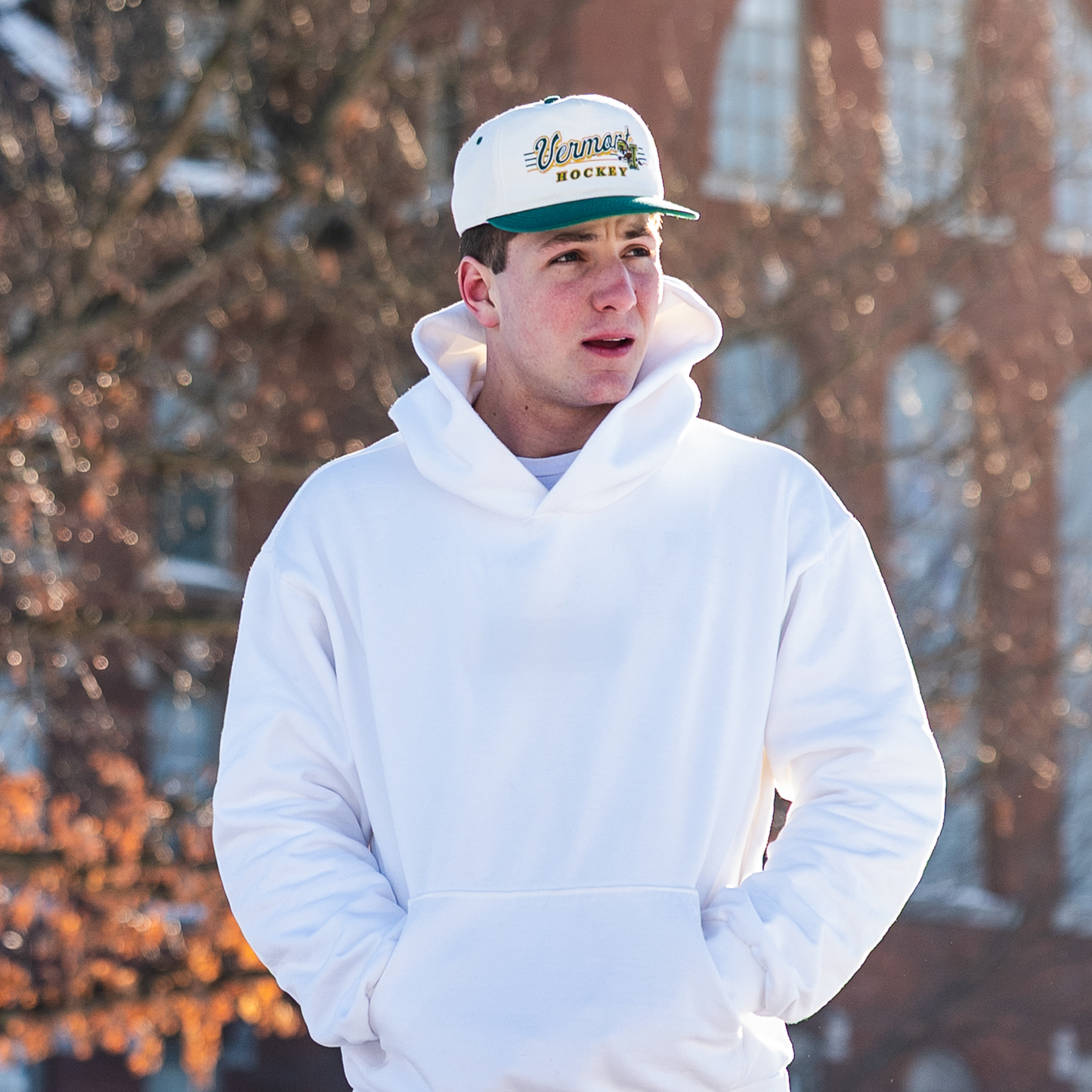 Vermont Hockey Snapback: Cream