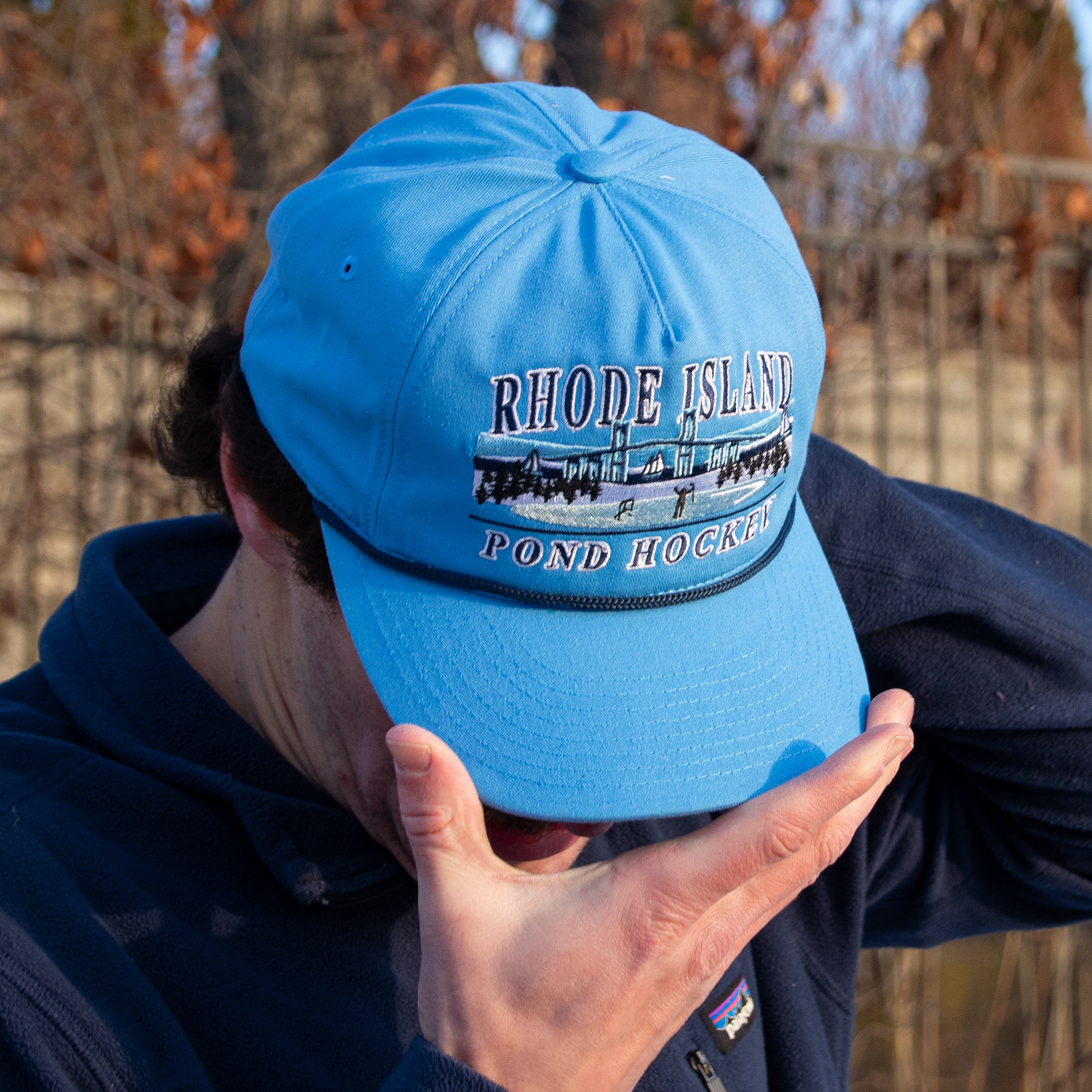 Rhode Island Pond Hockey Snapback: Ice Blue