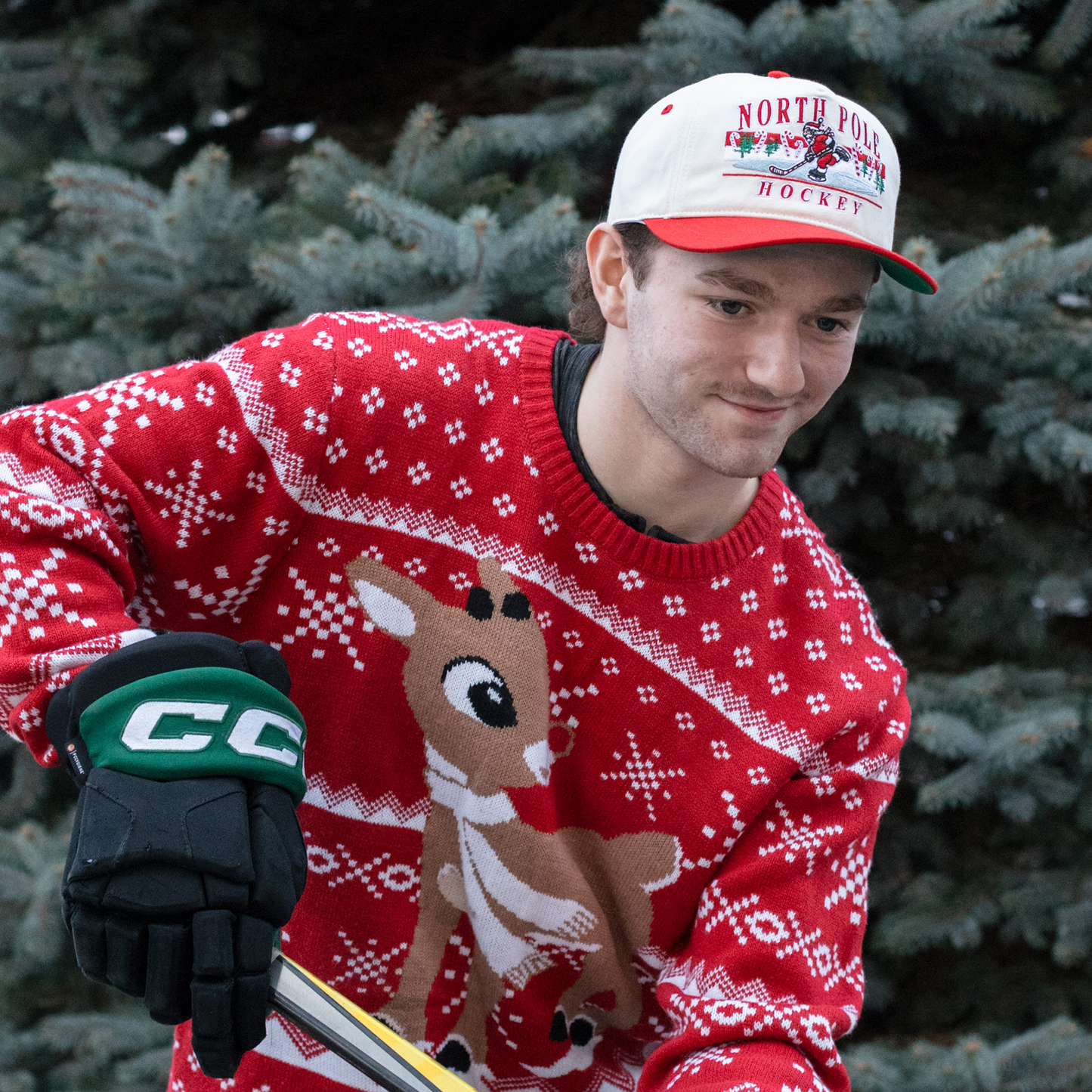 North Pole Hockey Snapback: Cream/Red
