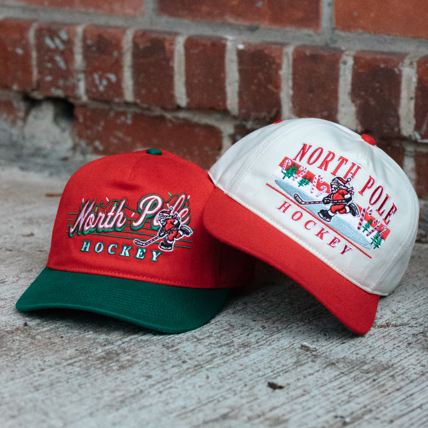 North Pole Hockey Snapback: Cream/Red