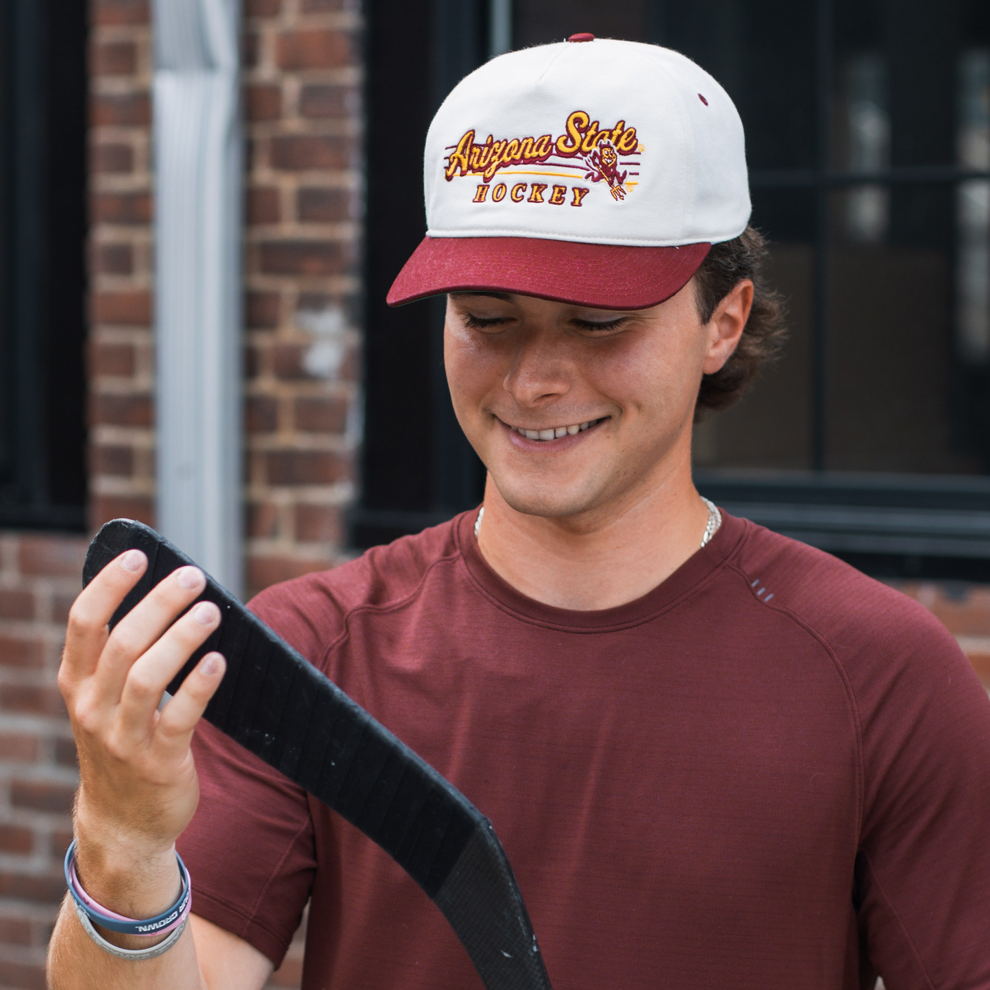 Arizona State Hockey Snapback: Cream