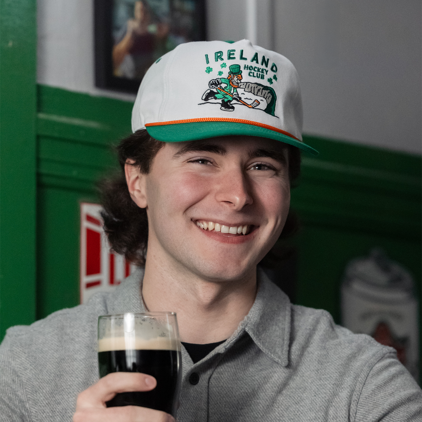 Ireland Hockey Club Snapback: White/Green