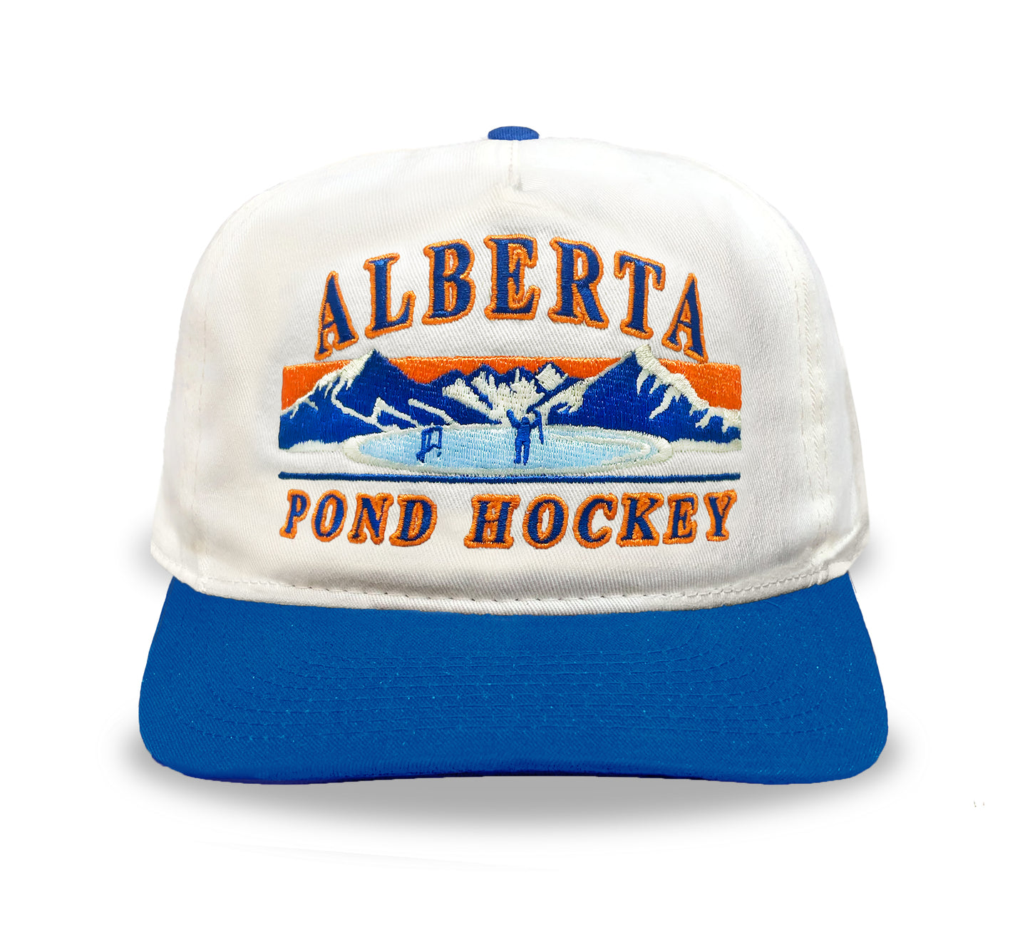 Alberta Pond Hockey Snapback: Cream/Blue