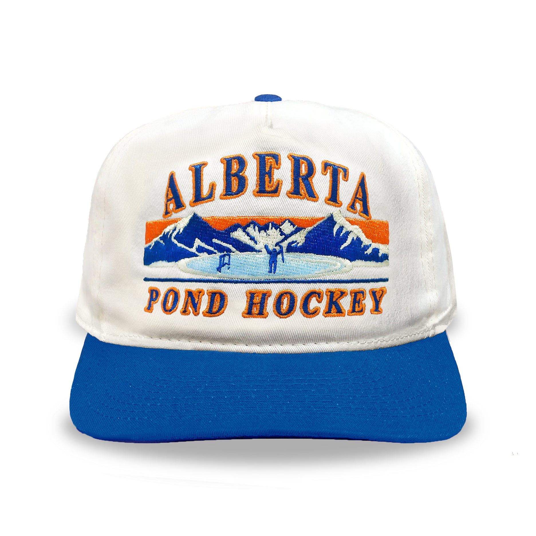Alberta Pond Hockey Snapback: Cream/Blue