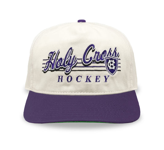 Holy Cross Hockey Snapback: Cream