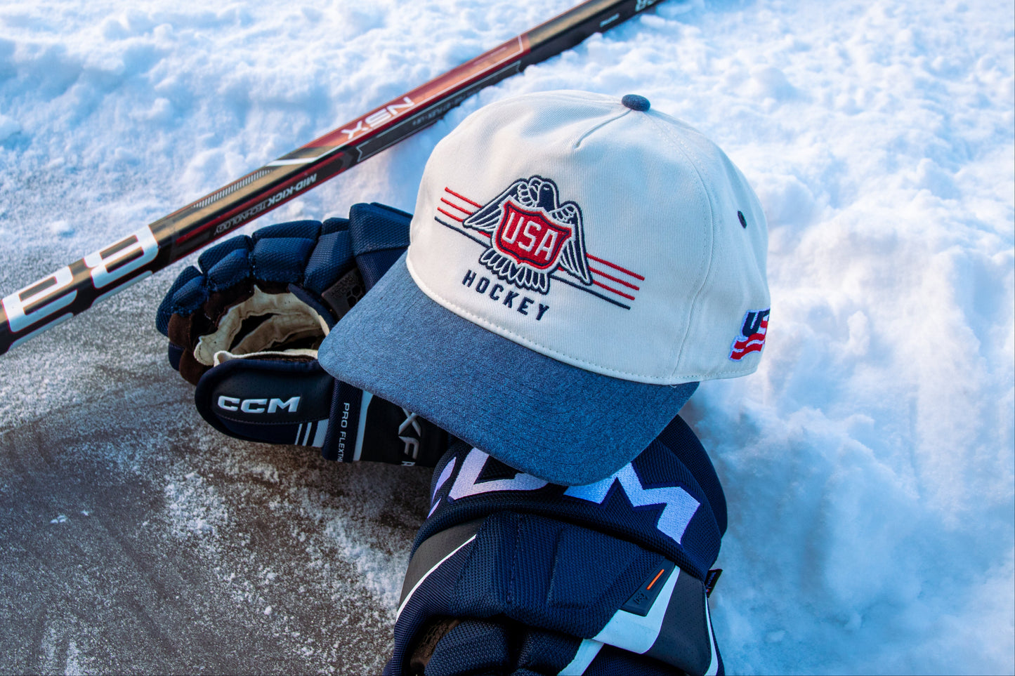 USA Hockey Vintage Logo Snapback: Cream