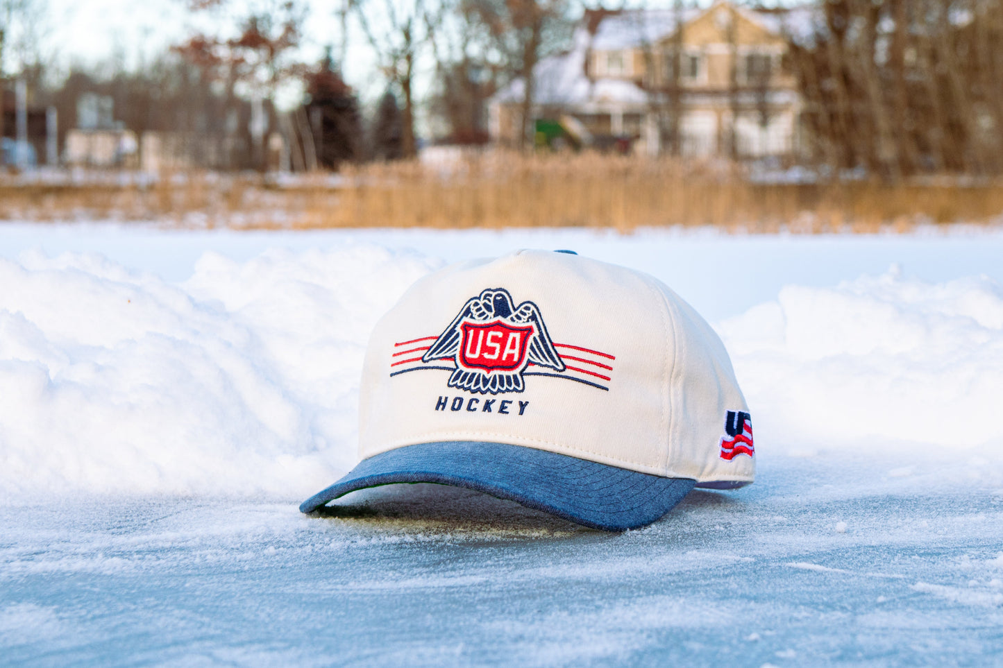 USA Hockey Vintage Logo Snapback: Cream