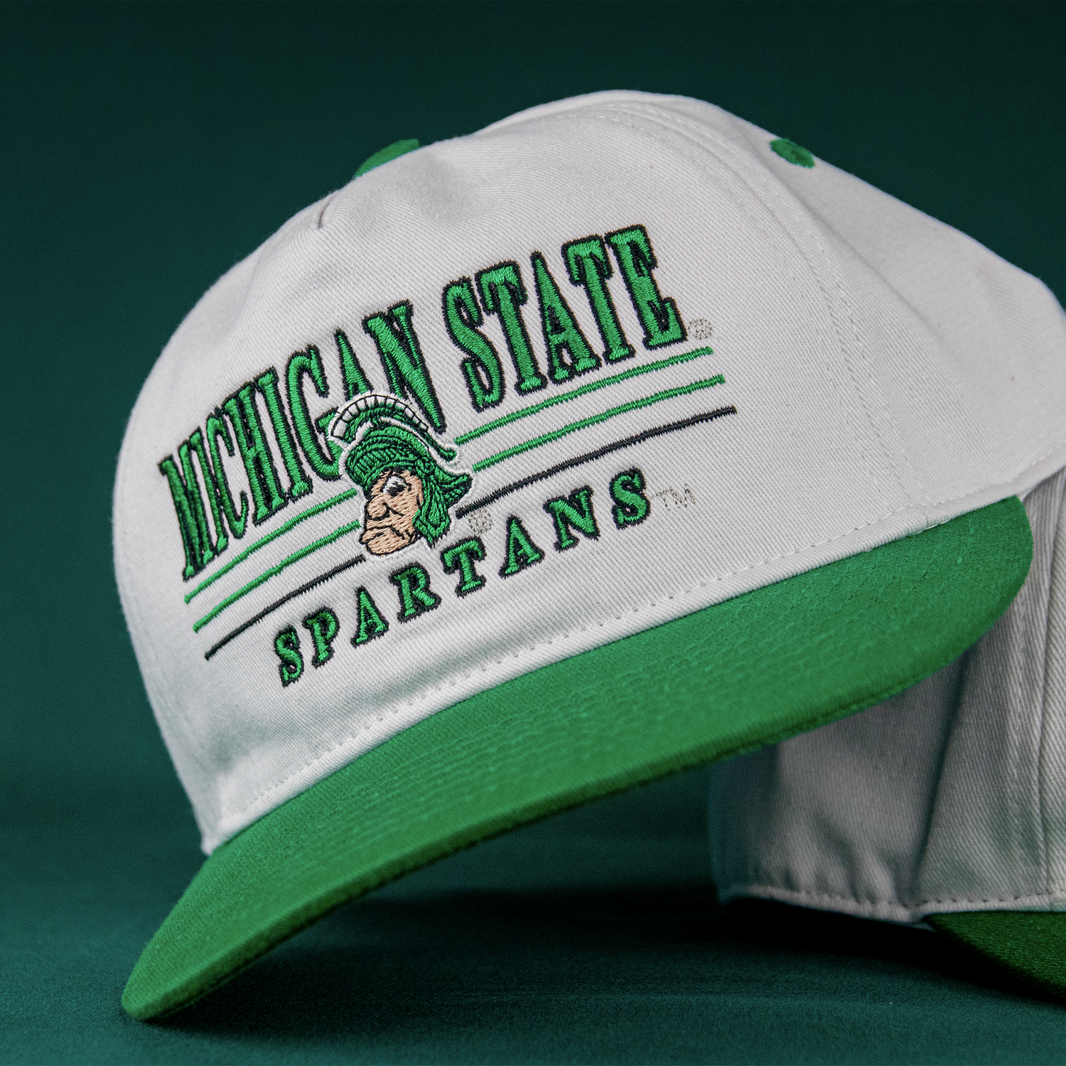 Michigan State Spartans Snapback: '90s White/Kelly Green – Celly