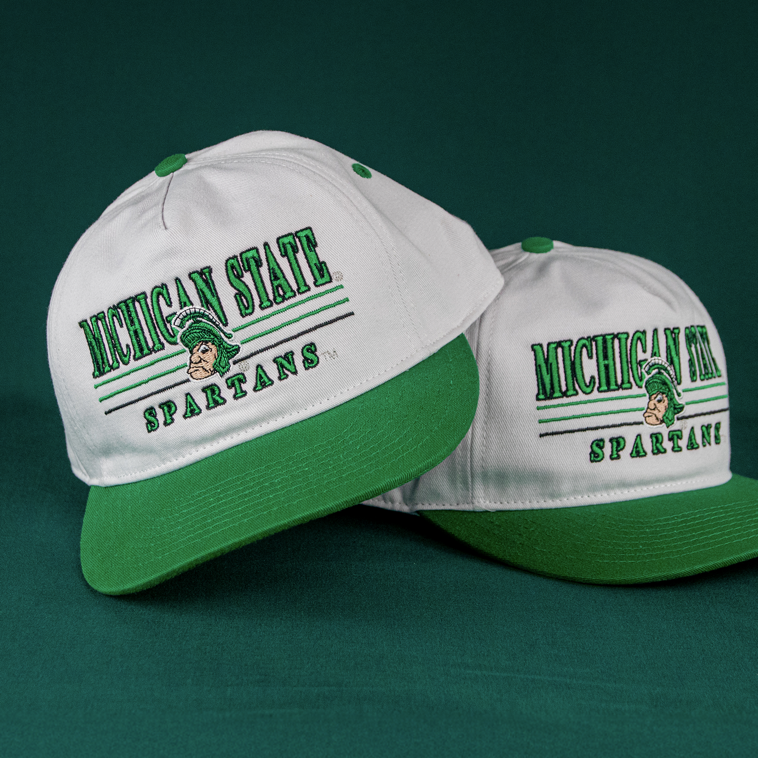 Michigan State Spartans Snapback: '90s White/Kelly Green – Celly