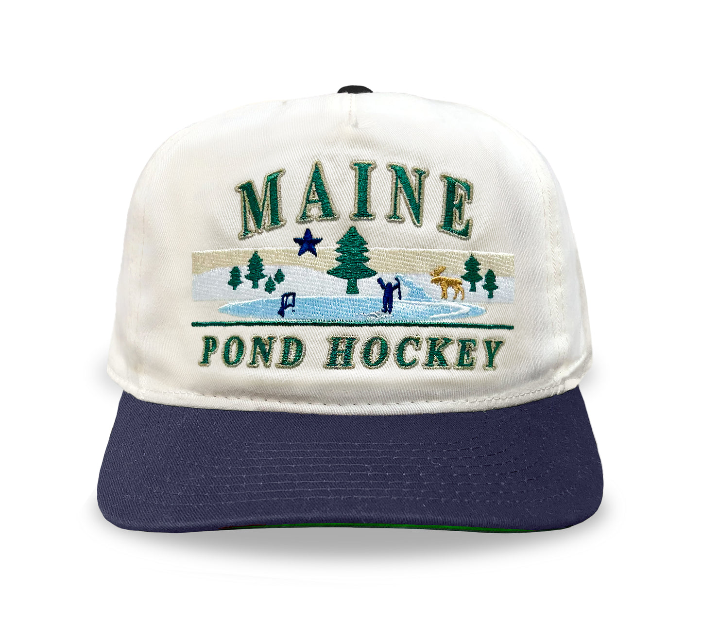 Maine Pond Hockey Snapback: Cream