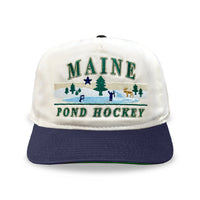Maine Pond Hockey Snapback: Cream