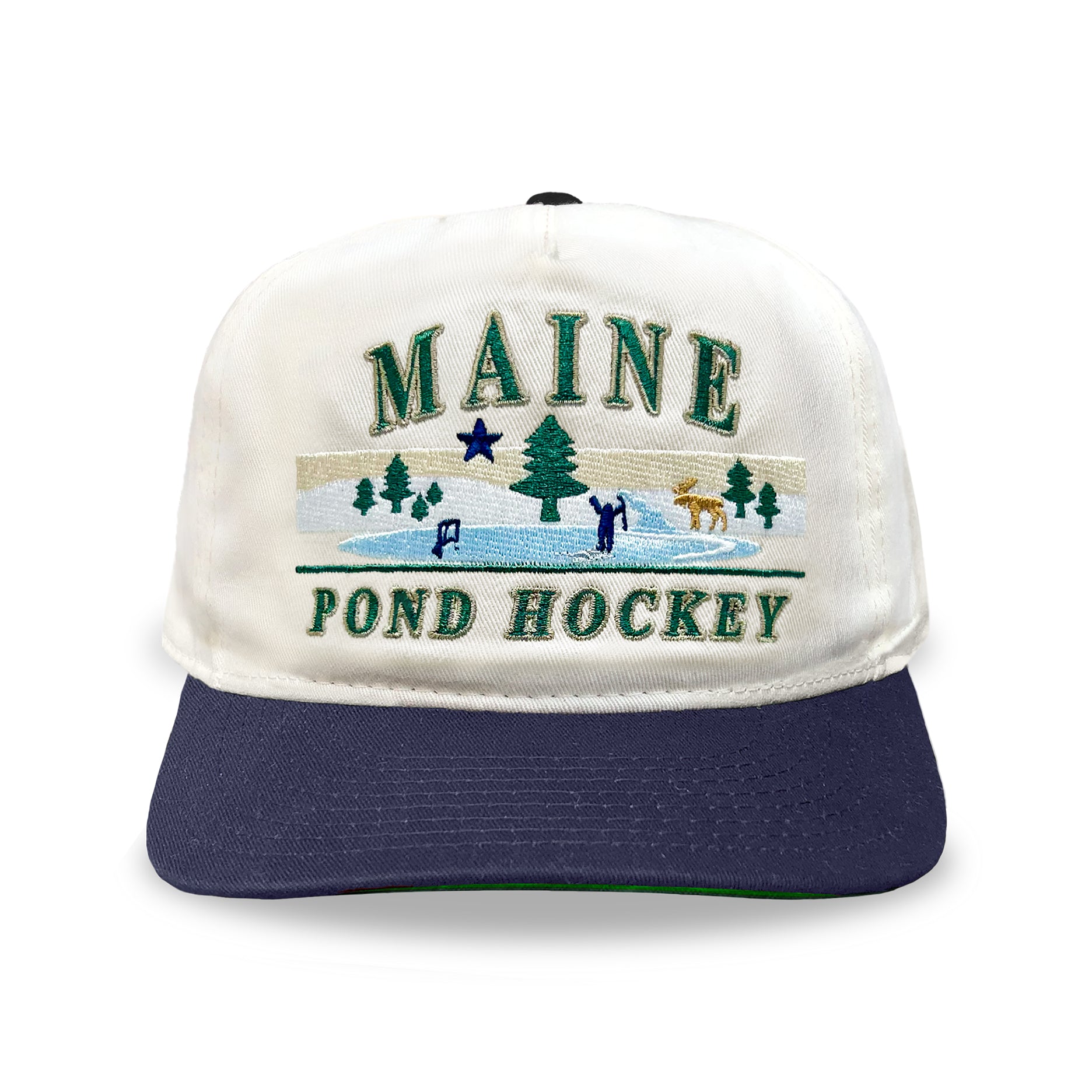 Maine Pond Hockey Snapback: Cream