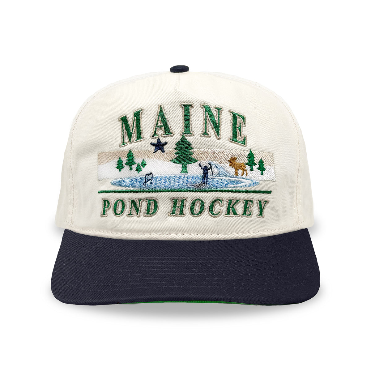 Maine Pond Hockey Snapback: Cream