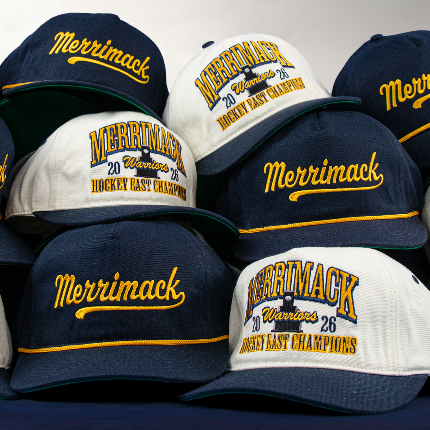 Merrimack 2026 Hockey East Champions Snapback: Cream