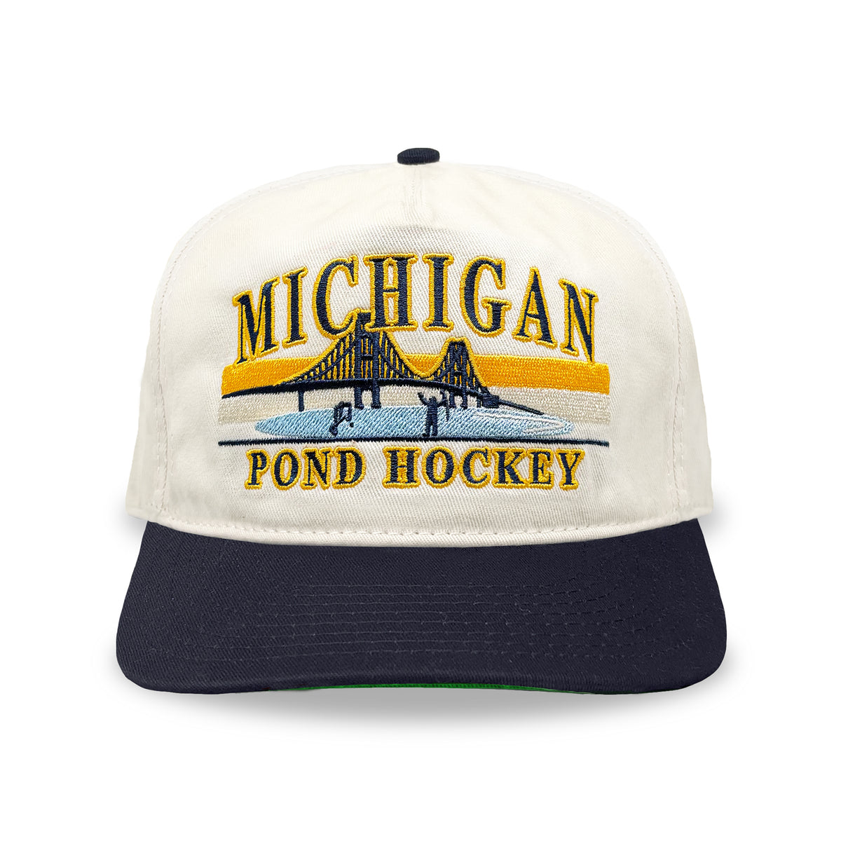 Michigan Pond Hockey Snapback: Cream