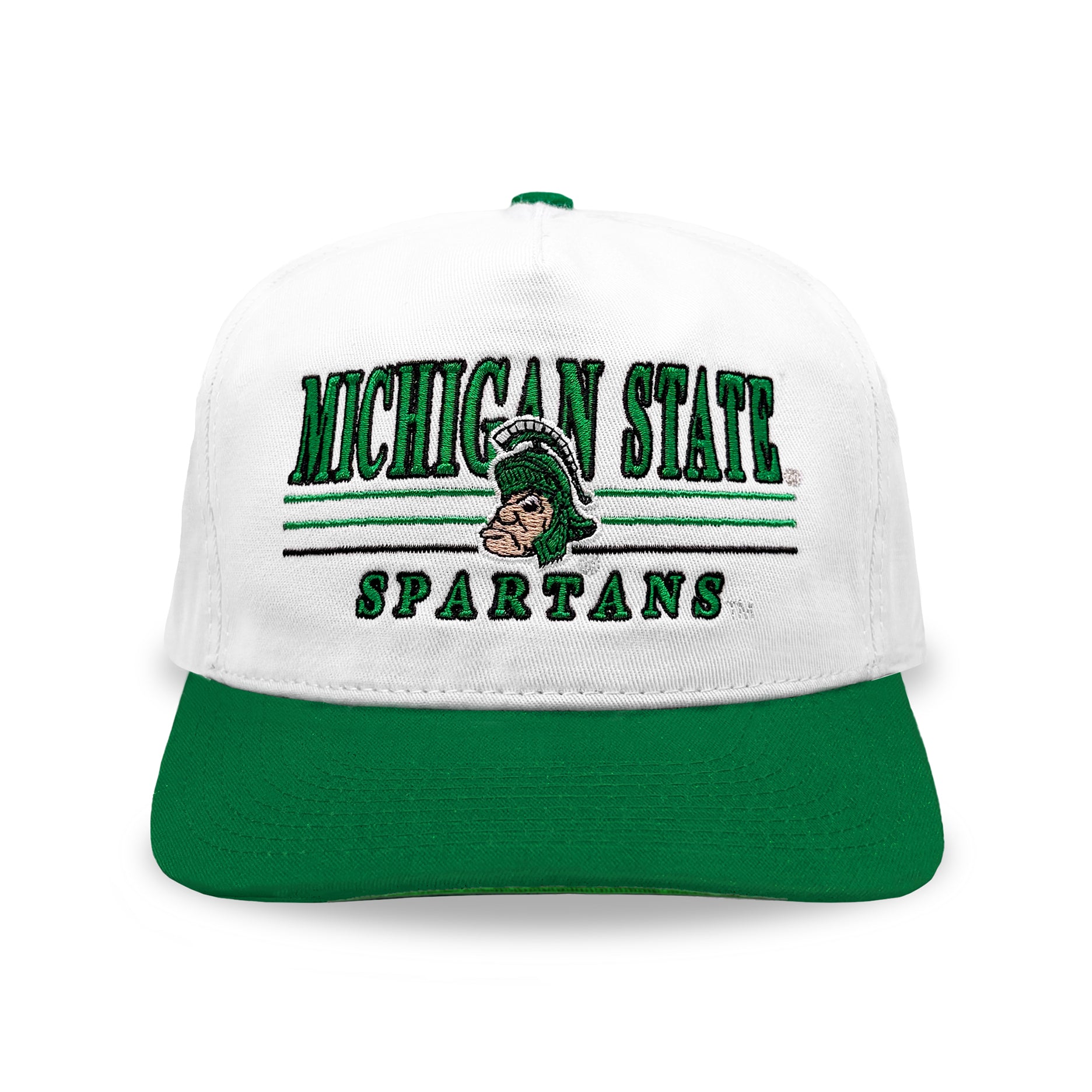 Michigan State Spartans Snapback: '90s White/Kelly Green