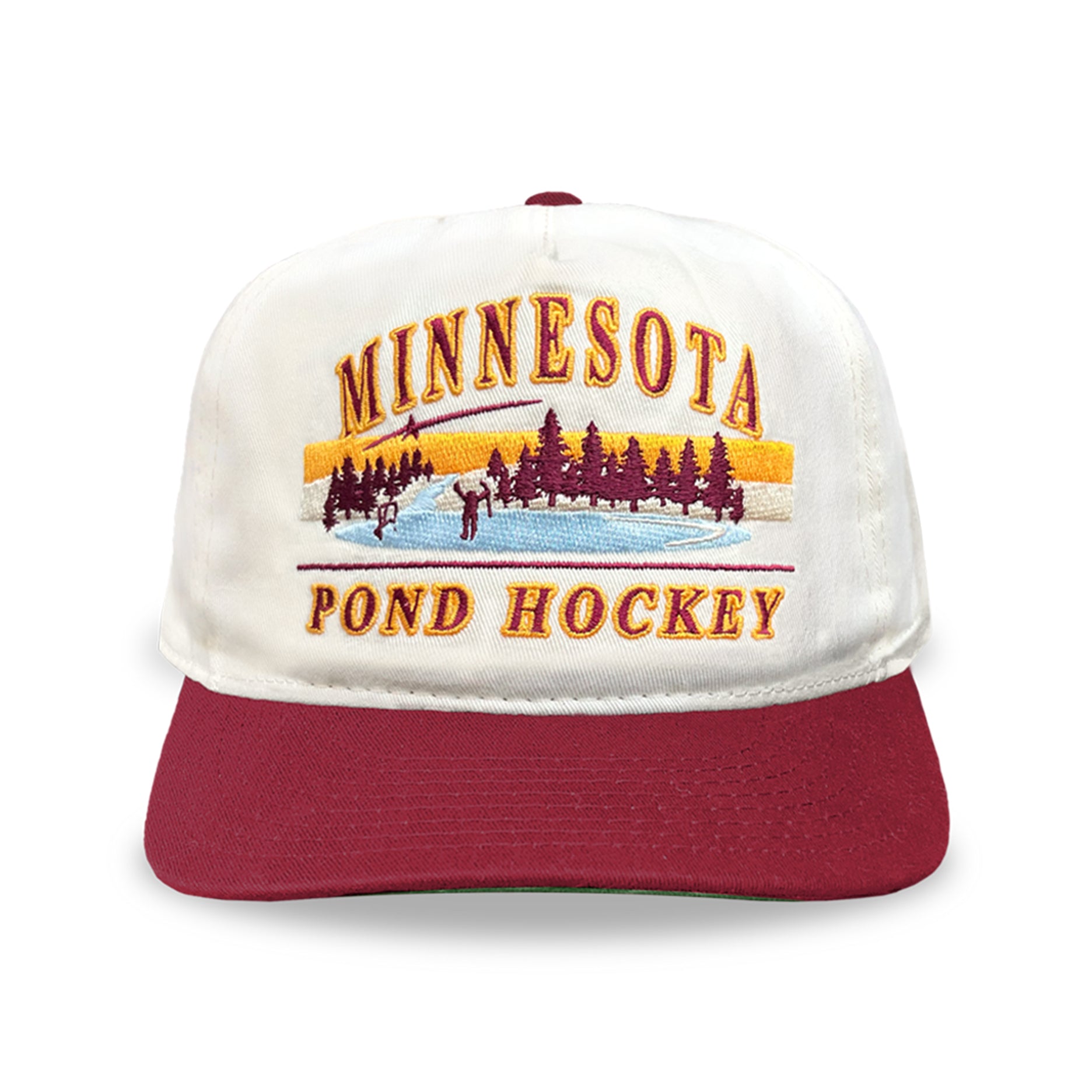 Minnesota Pond Hockey Snapback: Cream