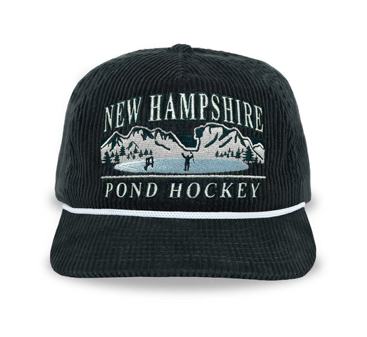 New Hampshire Pond Hockey Snapback: Charcoal Corduroy