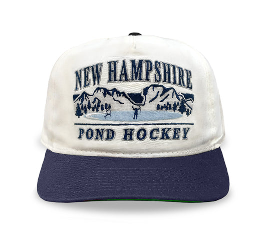 New Hampshire Pond Hockey Snapback: Cream