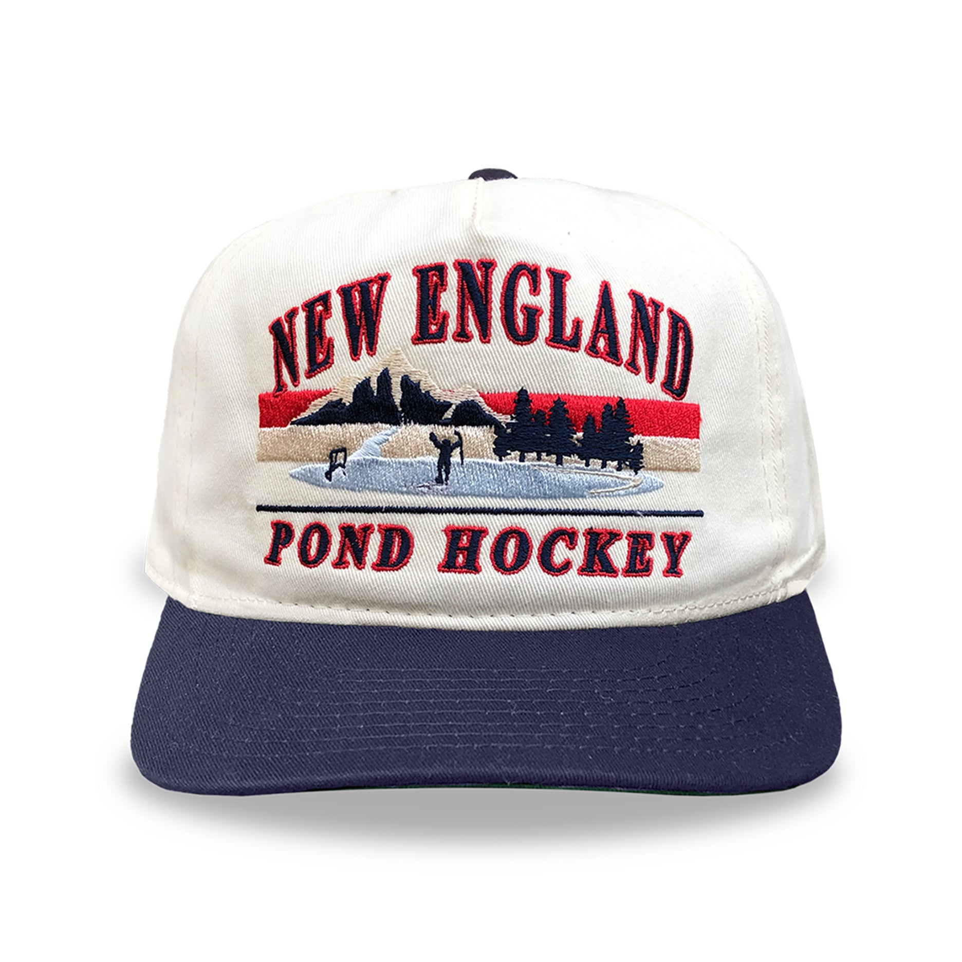 New England Pond Hockey Snapback: Cream