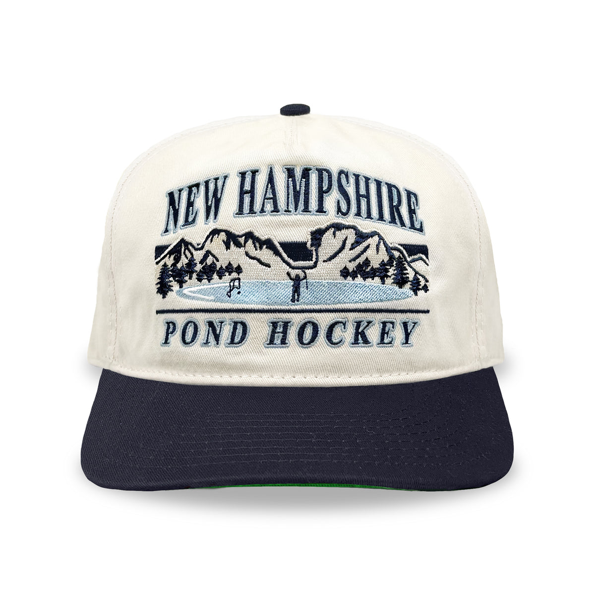 New Hampshire Pond Hockey Snapback: Cream
