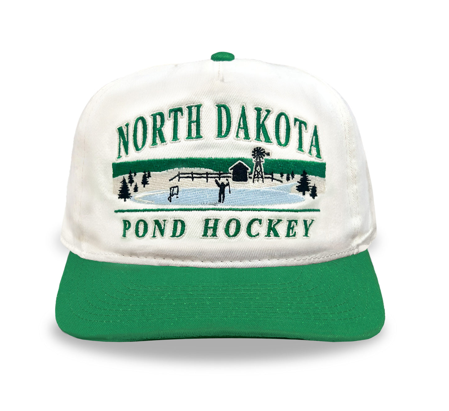North Dakota Pond Hockey Snapback: Cream