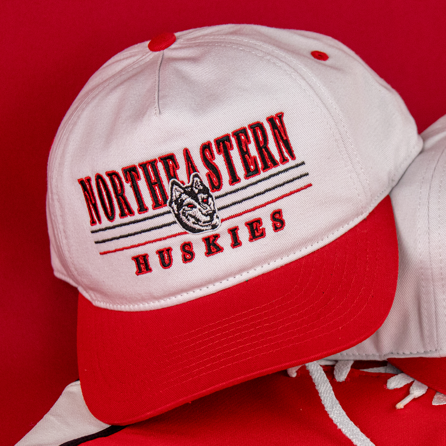 Northeastern Huskies Snapback: White/Red