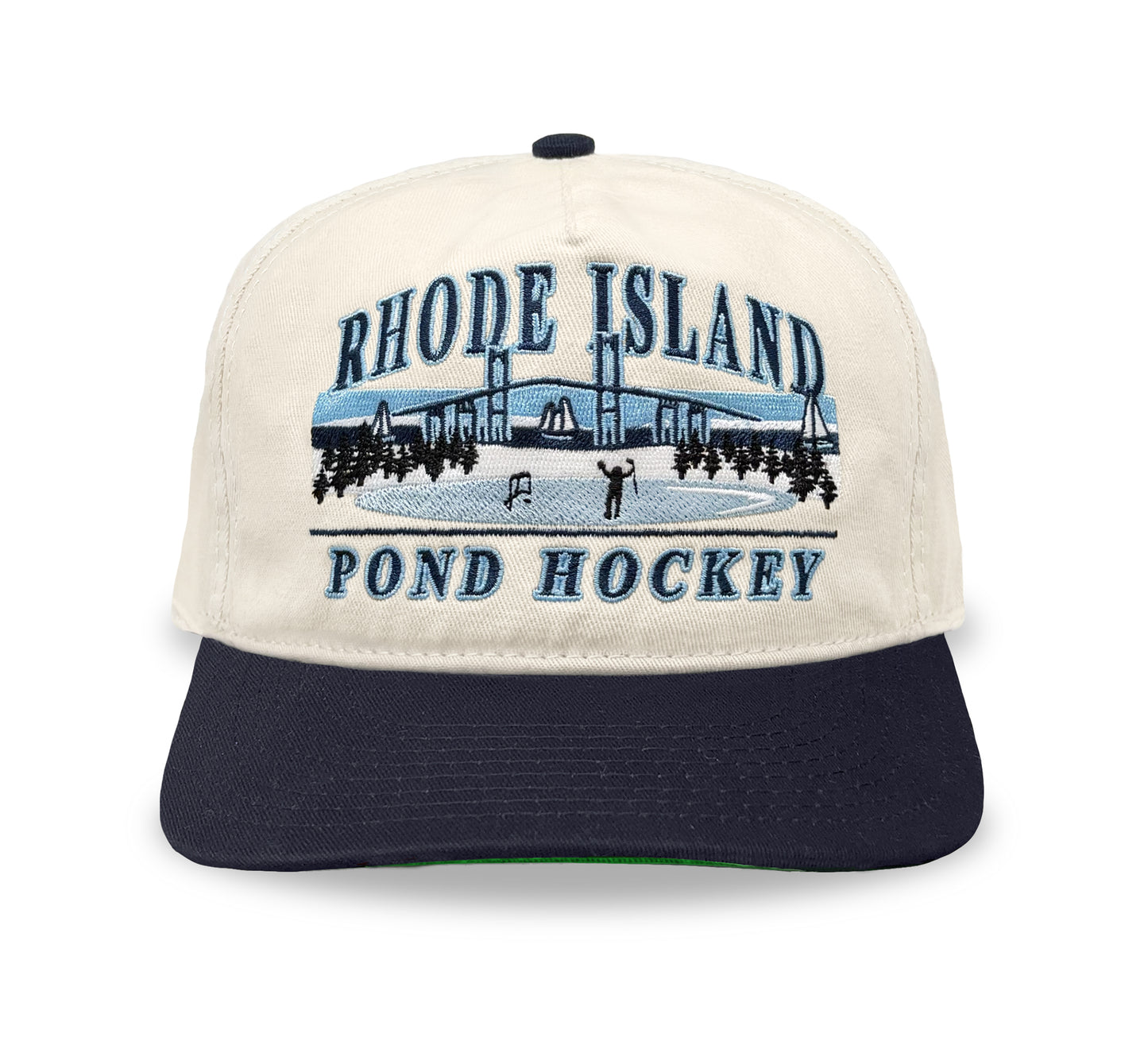 Rhode Island Pond Hockey Snapback: Cream